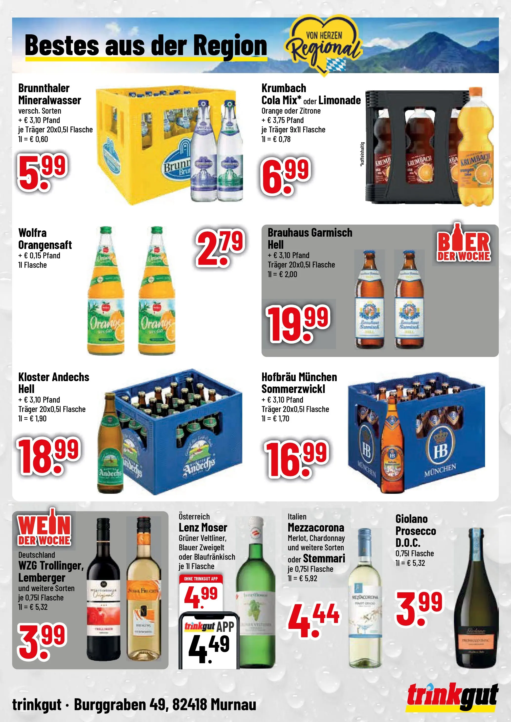 Trinkgut Prospekt Murnau (ab 03.08.2026) » Angebote online | Seite: 4 | Produkte: Limonade, Orangensaft, Mineralwasser, Zitrone