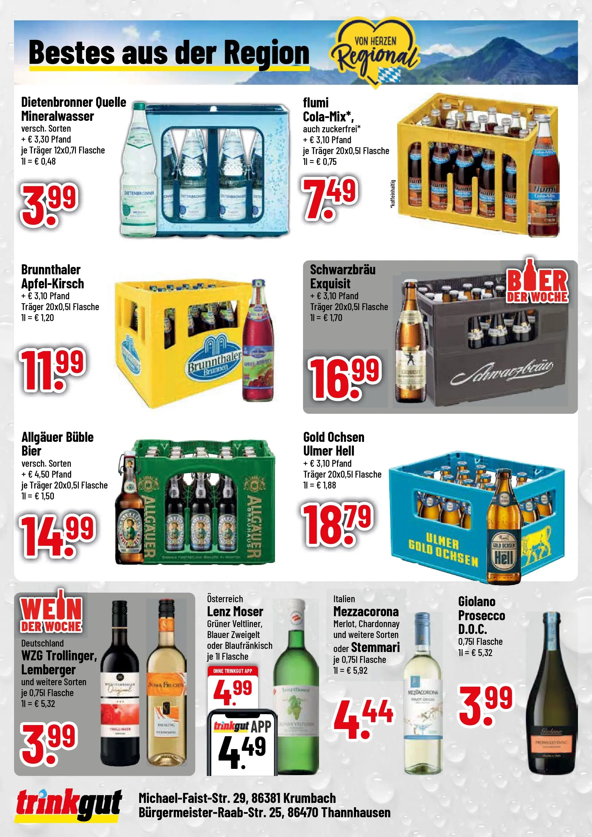 Trinkgut Prospekt Krumbach (ab 03.08.2026) » Angebote online | Seite: 4 | Produkte: Bier, Mineralwasser, Prosecco, Wein