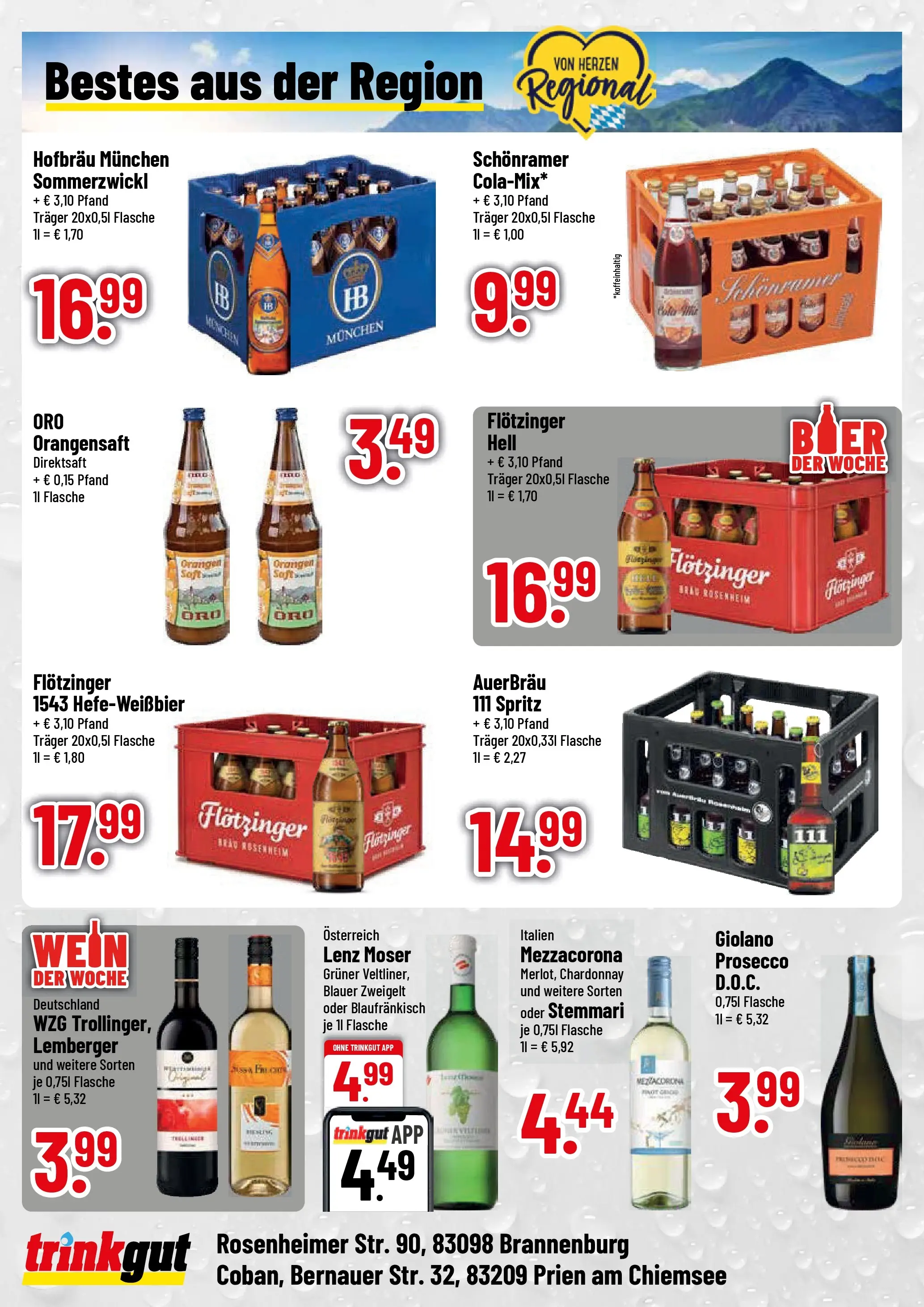 Trinkgut Prospekt Brannenburg (ab 03.08.2026) » Angebote online | Seite: 4 | Produkte: Orangen, Orangensaft, Prosecco, Wein