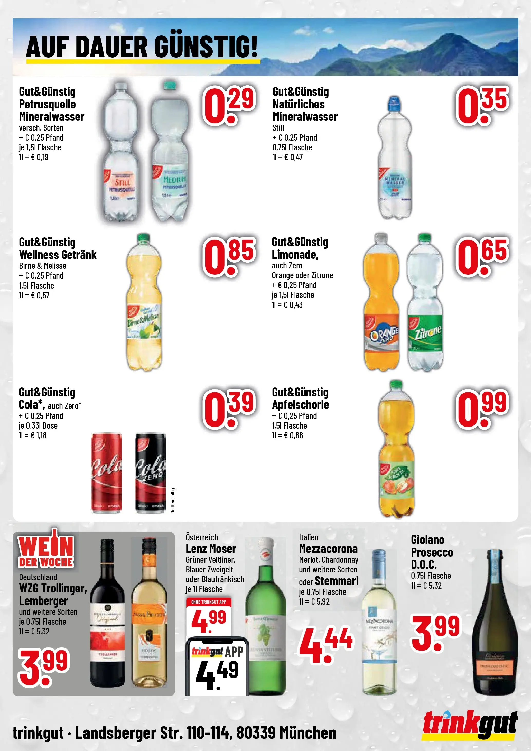 Trinkgut Prospekt München (ab 03.08.2026) » Angebote online | Seite: 4 | Produkte: Cola, Zitrone, Birne, Wein