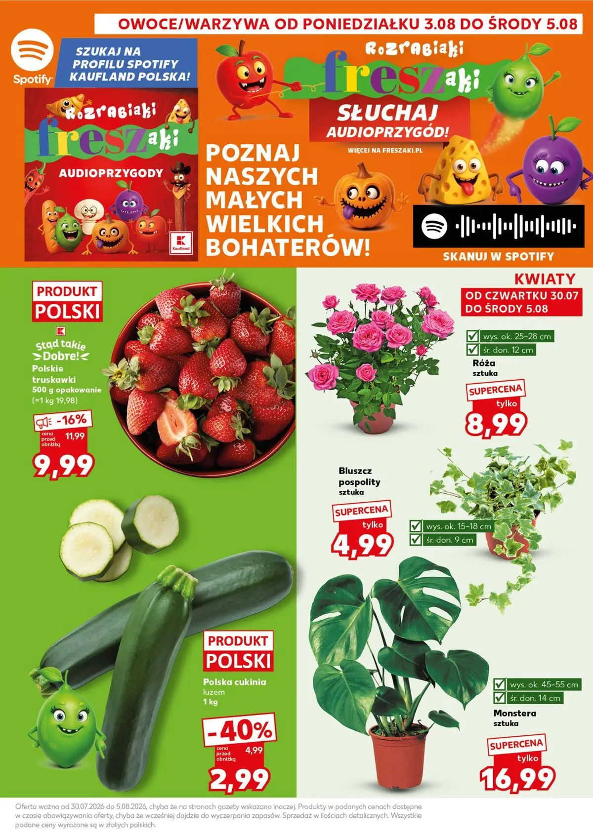 Kaufland - Kaufland Mocny Start ważne do 5.08 od 02.08.2026 - od jutra PDF | Strona: 3 | Produkty: Cukinia, Truskawki, Kwiaty