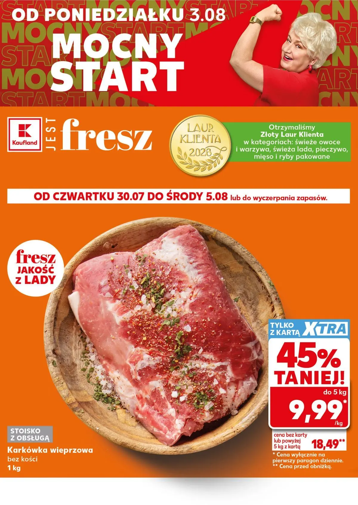 Kaufland - Kaufland Mocny Start ważne do 5.08 od 02.08.2026 - od jutra PDF | Strona: 4 | Produkty: Karta, Karkówka wieprzowa, Mięso, Owoce