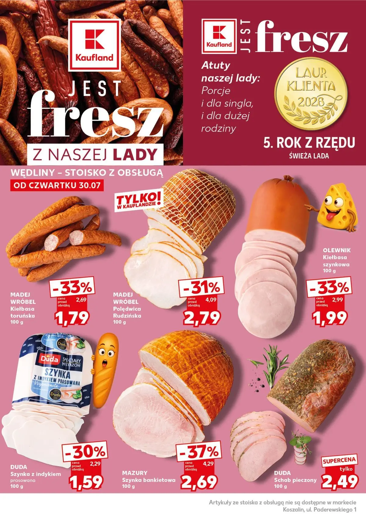 Kaufland - Kaufland Mocny Start ważne do 5.08 od 02.08.2026 - od jutra PDF | Strona: 12 | Produkty: Kiełbasa, Schab, Szynka, Schab pieczony