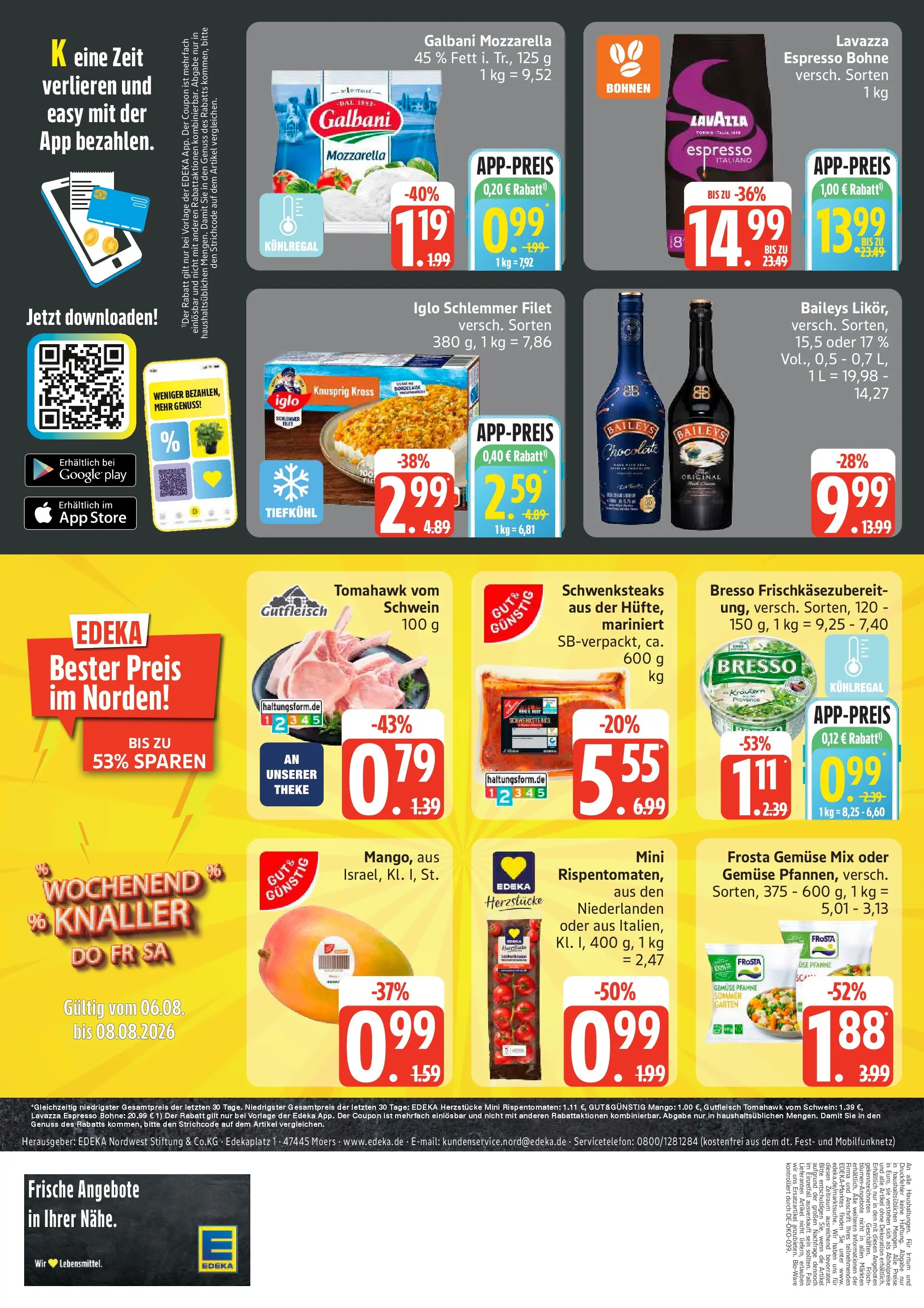Edeka Prospekt Hamburg (ab 03.08.2026) » Angebote Online | Seite: 4 | Produkte: Lavazza, Iglo, Gemüse, Baileys