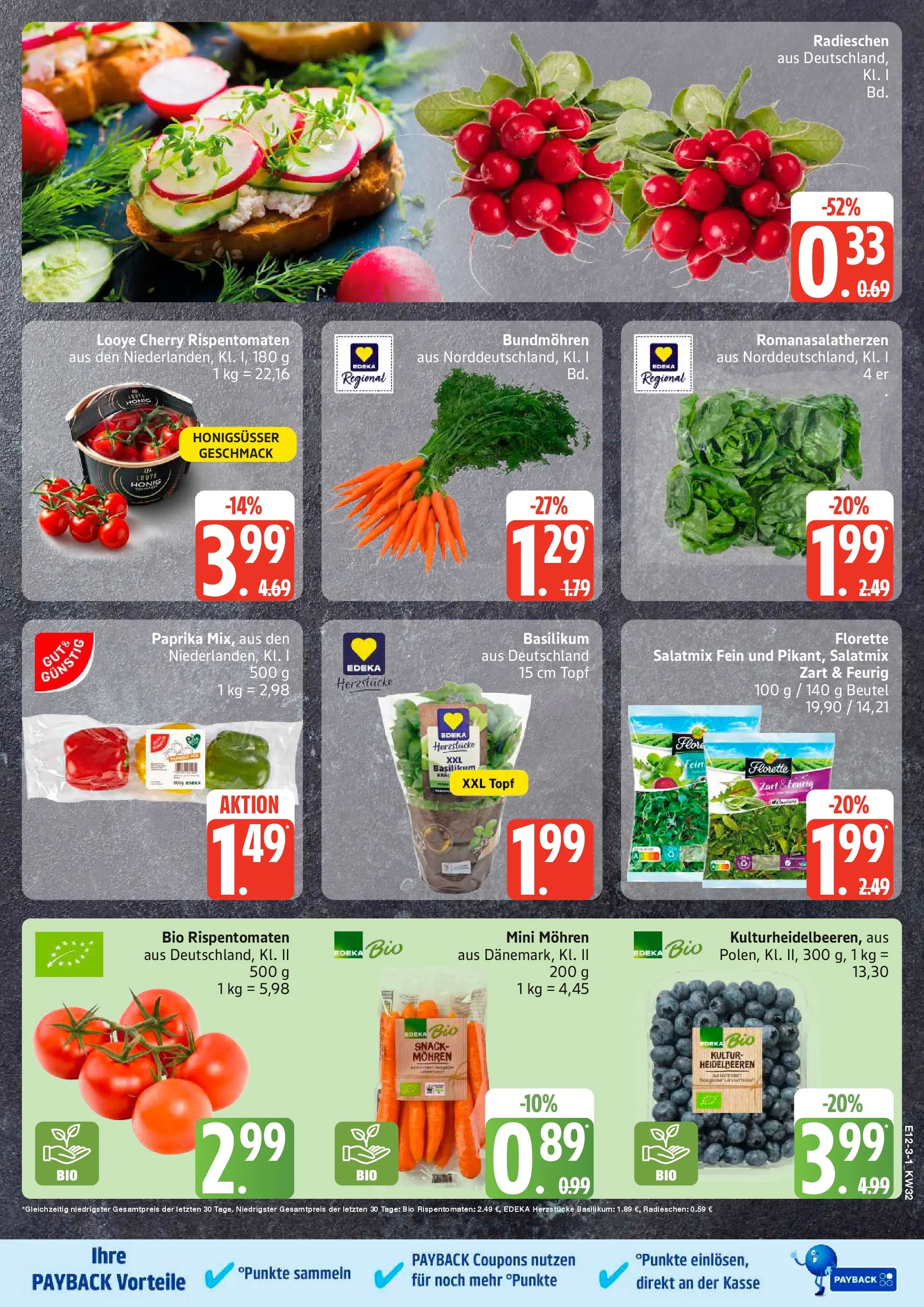 Edeka Prospekt Hamburg (ab 03.08.2026) » Angebote Online | Seite: 3 | Produkte: Mohren, Heidelbeeren, Paprika
