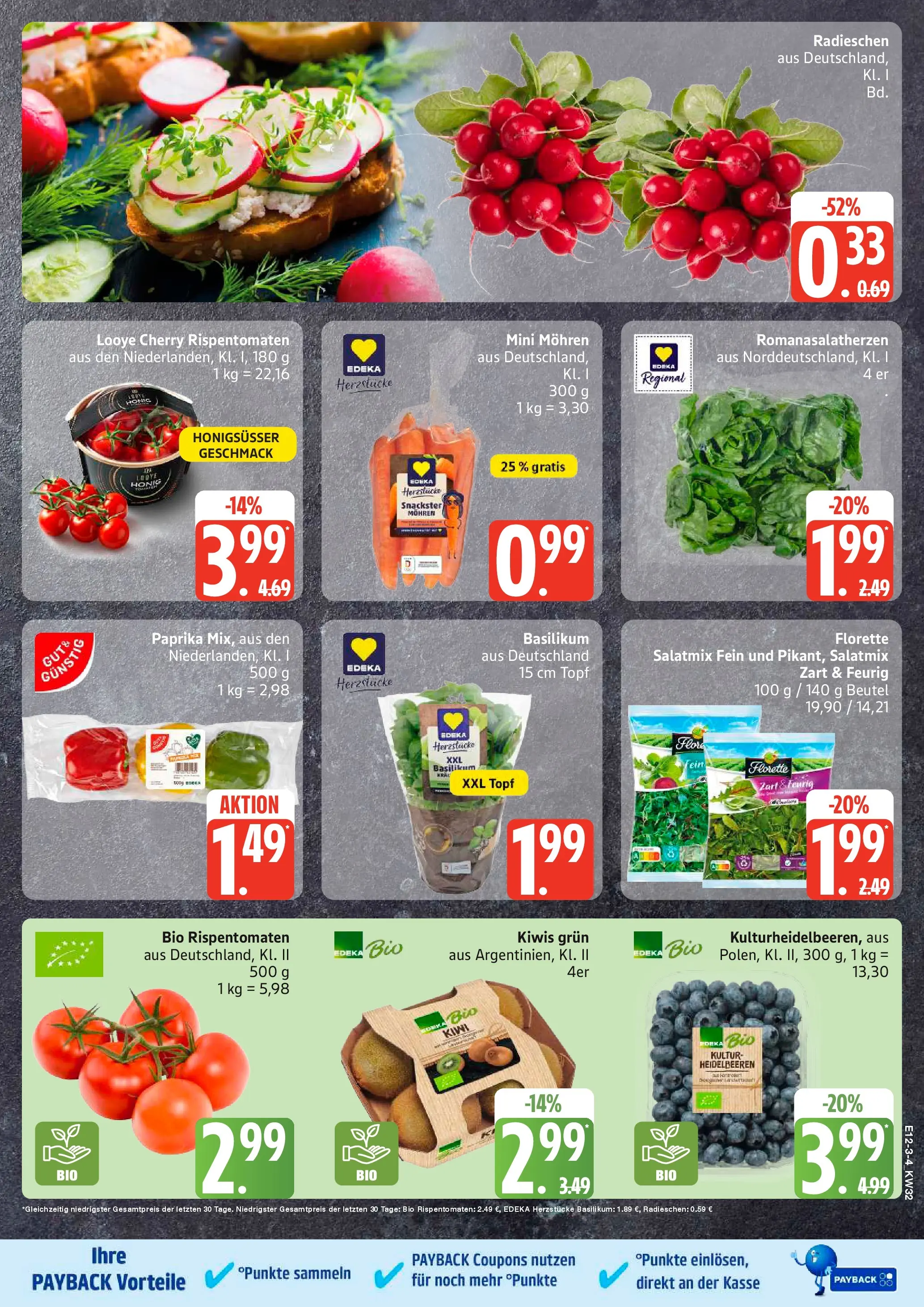 Edeka Prospekt Woldegk (ab 03.08.2026) » Angebote Online | Seite: 3 | Produkte: Mohren, Heidelbeeren, Paprika, Kiwi