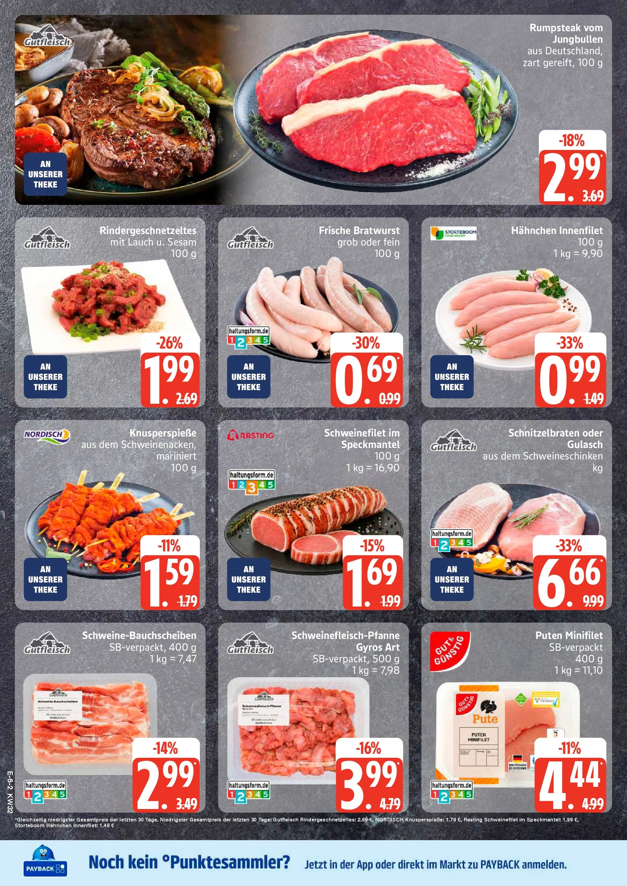 Edeka Prospekt Husum (ab 03.08.2026) » Angebote Online | Seite: 7 | Produkte: Rumpsteak, Hahnchen, Bratwurst, Gyros