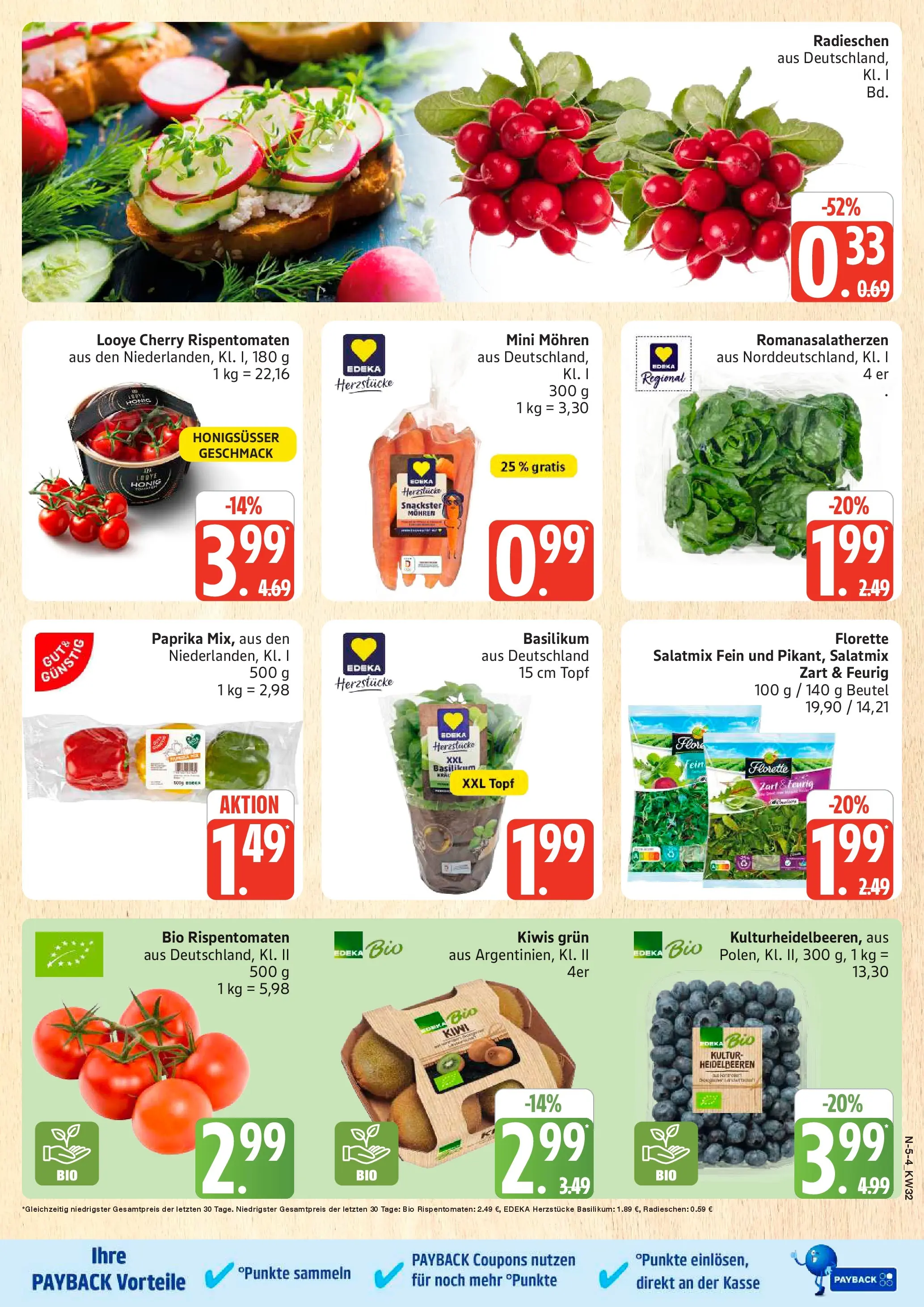 Edeka Prospekt Rostock (ab 03.08.2026) » Angebote Online | Seite: 5 | Produkte: Mohren, Heidelbeeren, Paprika, Kiwi