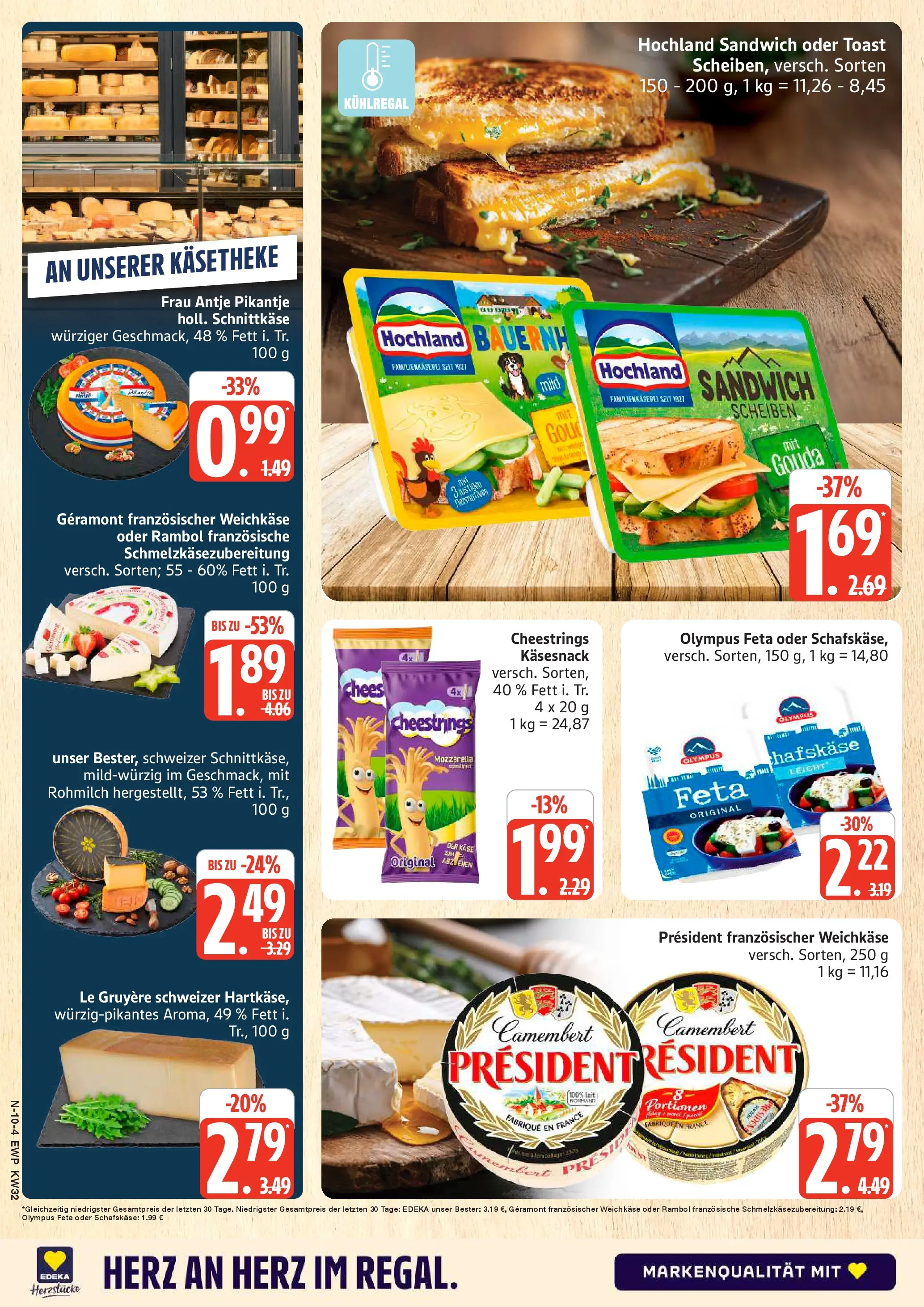 Edeka Prospekt Rostock (ab 03.08.2026) » Angebote Online | Seite: 10 | Produkte: Geramont, Feta, Toast, Schafskase