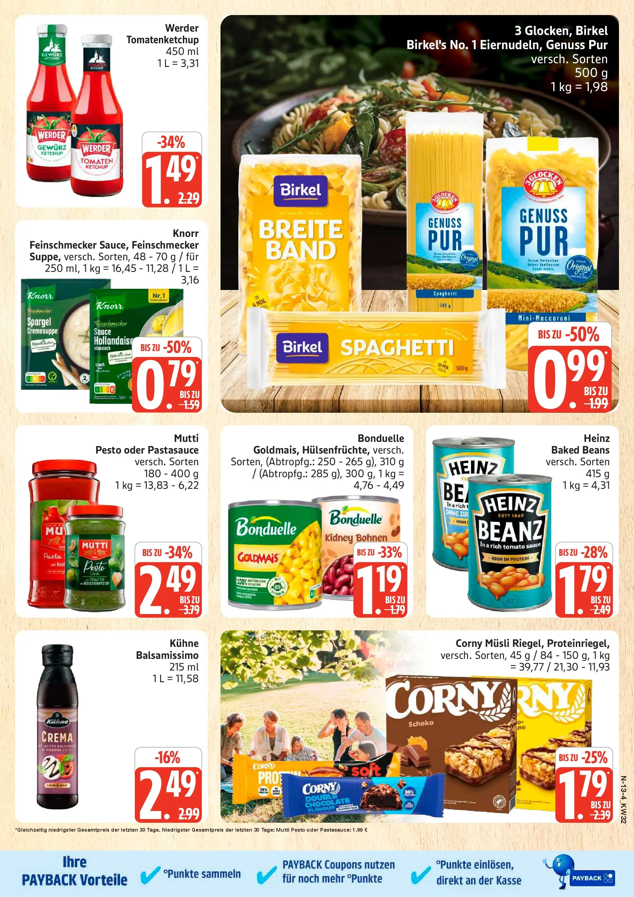 Edeka Prospekt Rostock (ab 03.08.2026) » Angebote Online | Seite: 13 | Produkte: Musli, Tomaten, Pasta, Ketchup