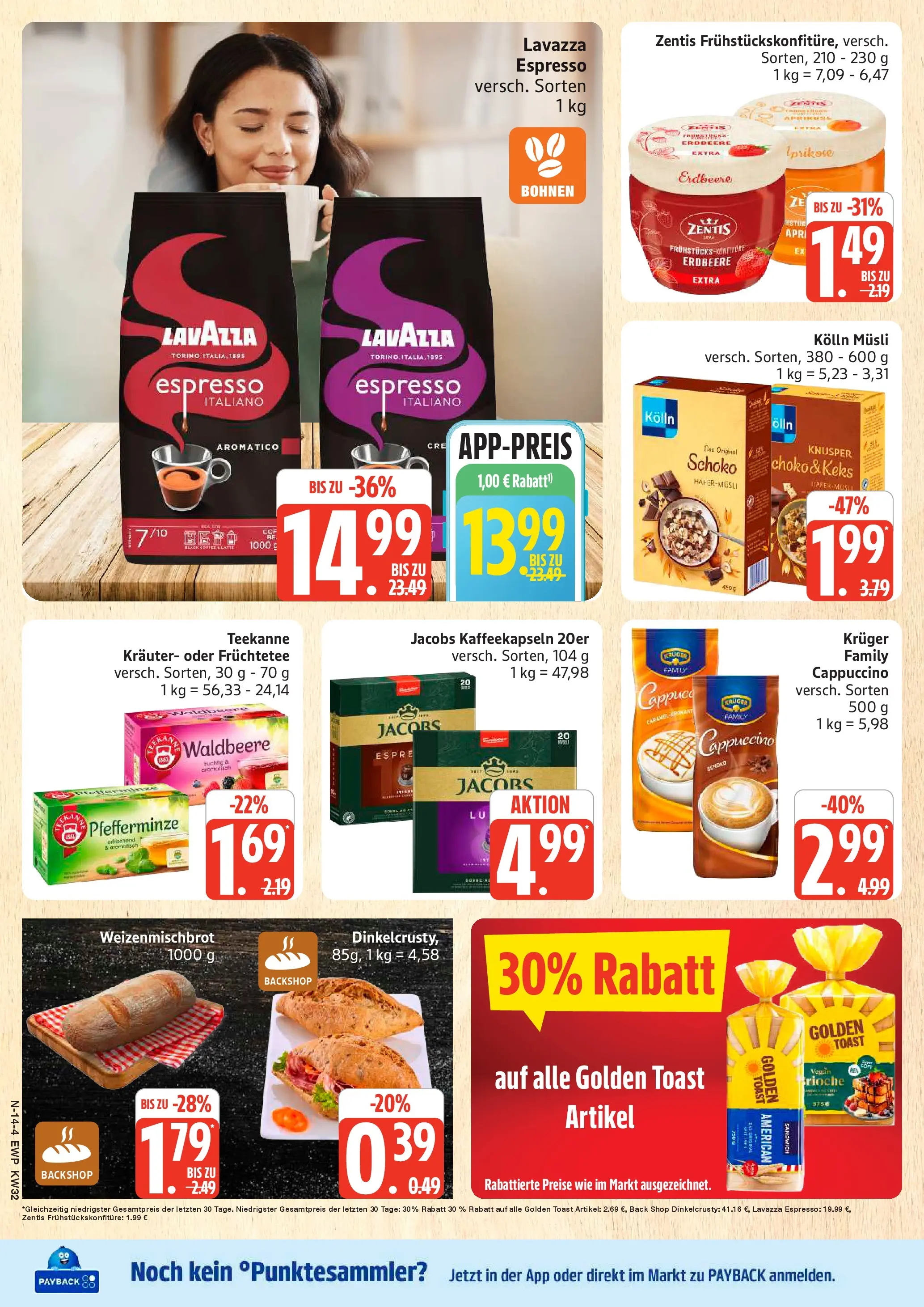 Edeka Prospekt Rostock (ab 03.08.2026) » Angebote Online | Seite: 14 | Produkte: Lavazza, Kolln, Kolln musli, Toast