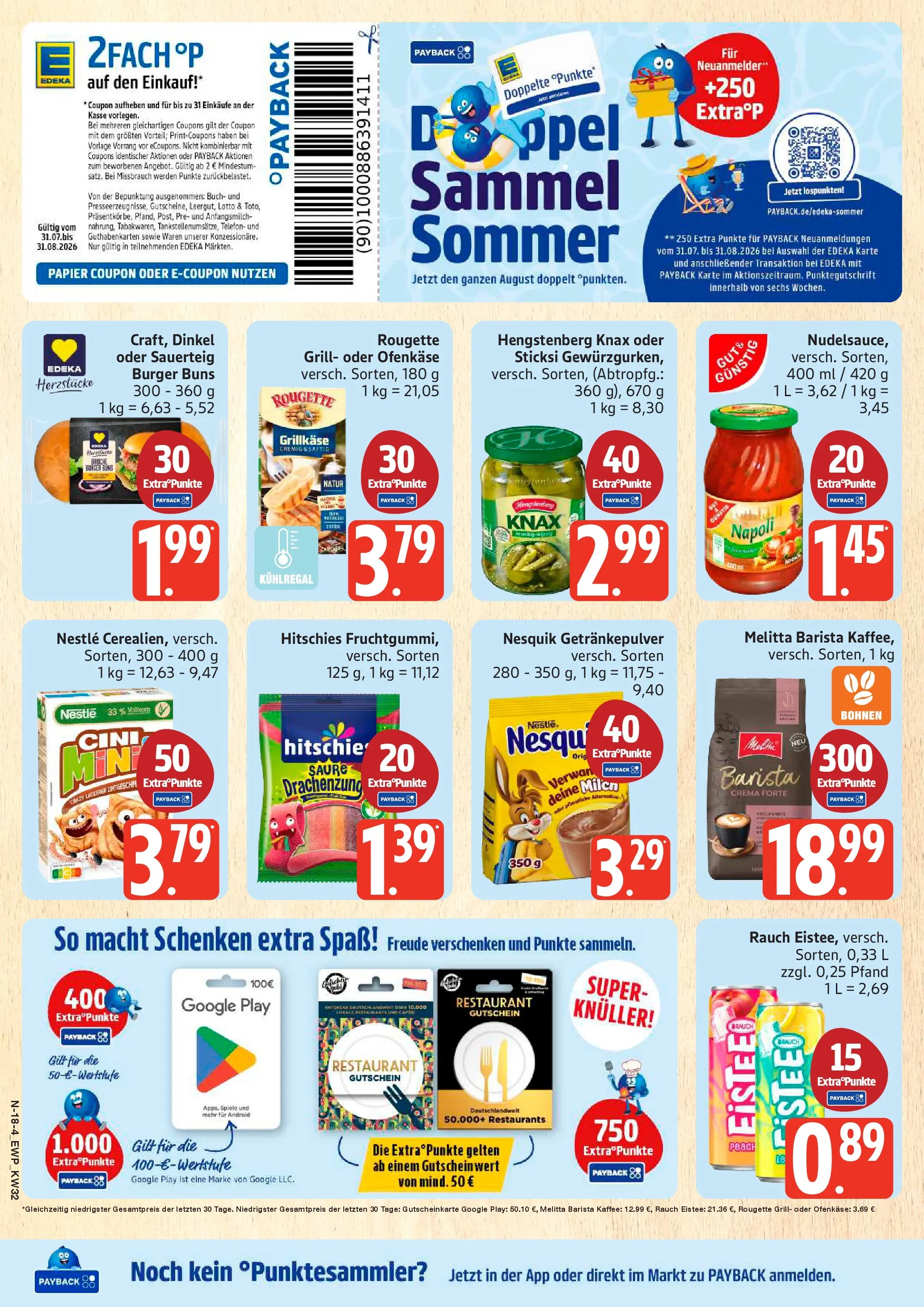 Edeka Prospekt Rostock (ab 03.08.2026) » Angebote Online | Seite: 18 | Produkte: Melitta, Grill, Kaffee, Burger