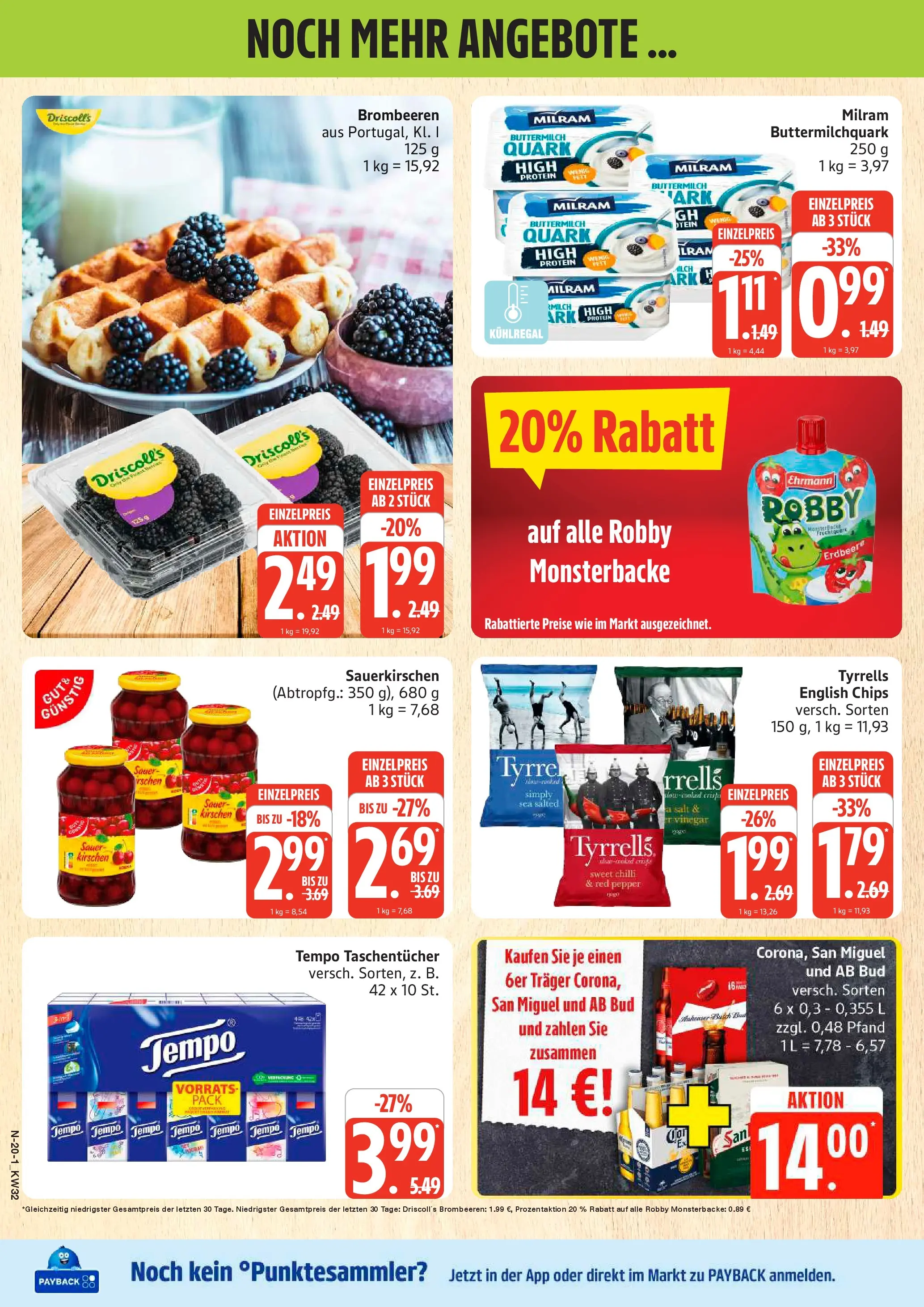 Edeka Prospekt Rostock (ab 03.08.2026) » Angebote Online | Seite: 20 | Produkte: Buttermilch, Quark, Milram, Chips