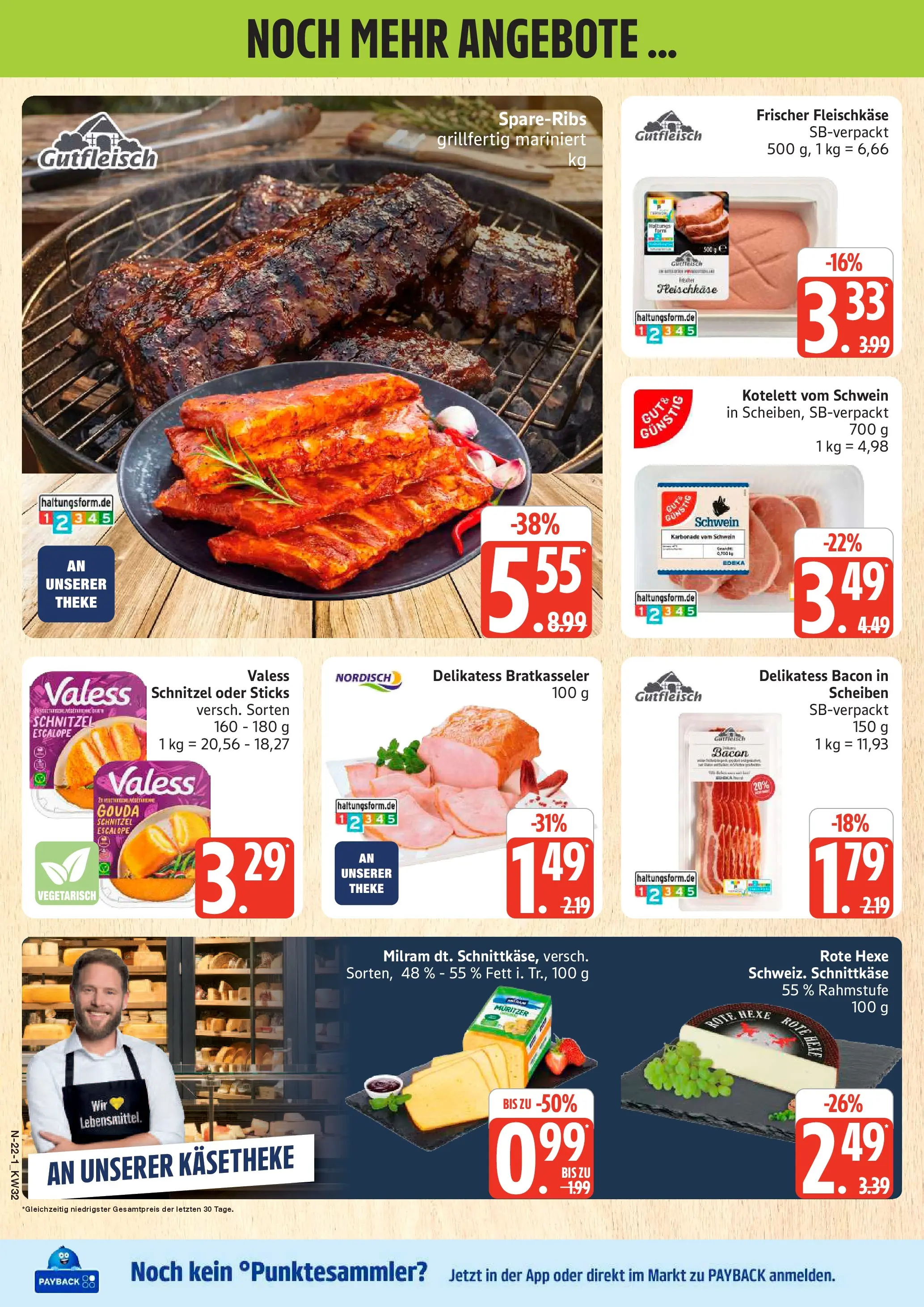 Edeka Prospekt Rostock (ab 03.08.2026) » Angebote Online | Seite: 22 | Produkte: Theke, Gouda, Schnitzel, Milram