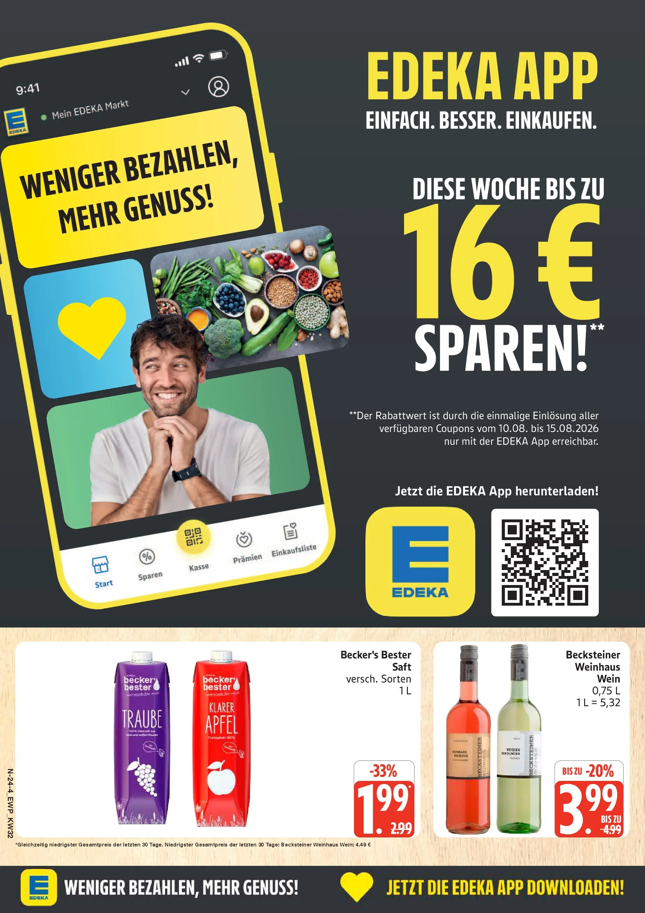 Edeka Prospekt Rostock (ab 03.08.2026) » Angebote Online | Seite: 24 | Produkte: Äpfel, Saft, Wein