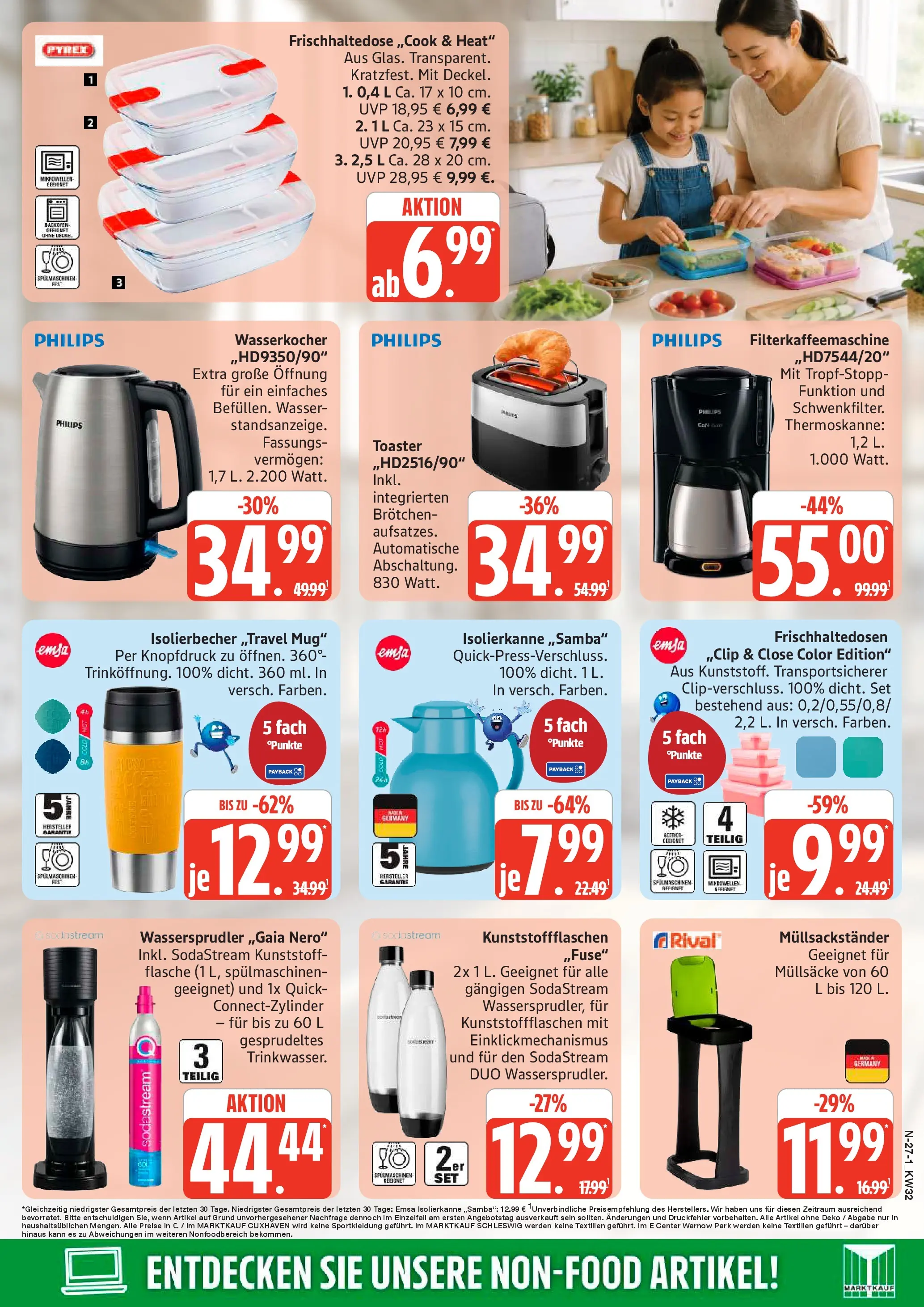Edeka Prospekt Rostock (ab 03.08.2026) » Angebote Online | Seite: 27 | Produkte: Wasserkocher, Toaster, Filterkaffeemaschine, Sodastream