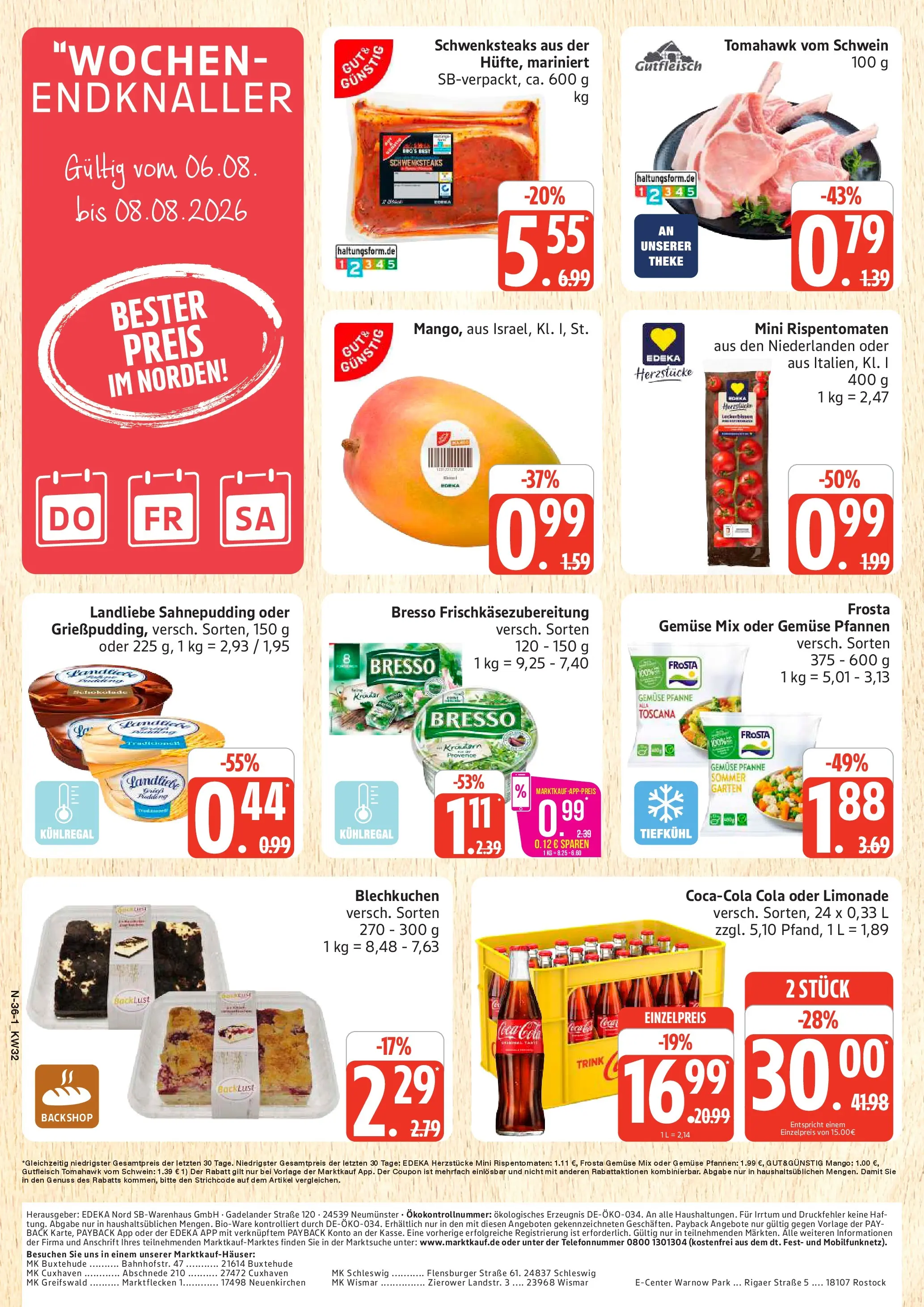 Marktkauf Prospekt Neuenkirchen (ab 03.08.2026) » Angebote online | Seite: 36 | Produkte: Schokolade, Bresso, Flensburger, Gemüse