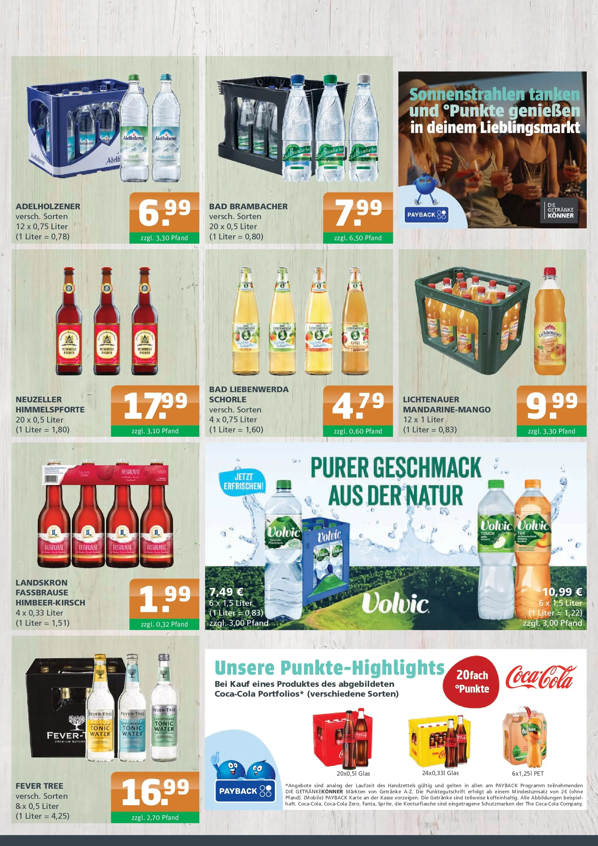 Angebote - Getränke A-Z: Getränkeangebote (ab 03.08.2026) zum Blättern | Seite: 3 | Produkte: Adelholzener, Volvic touch, Fassbrause, Volvic