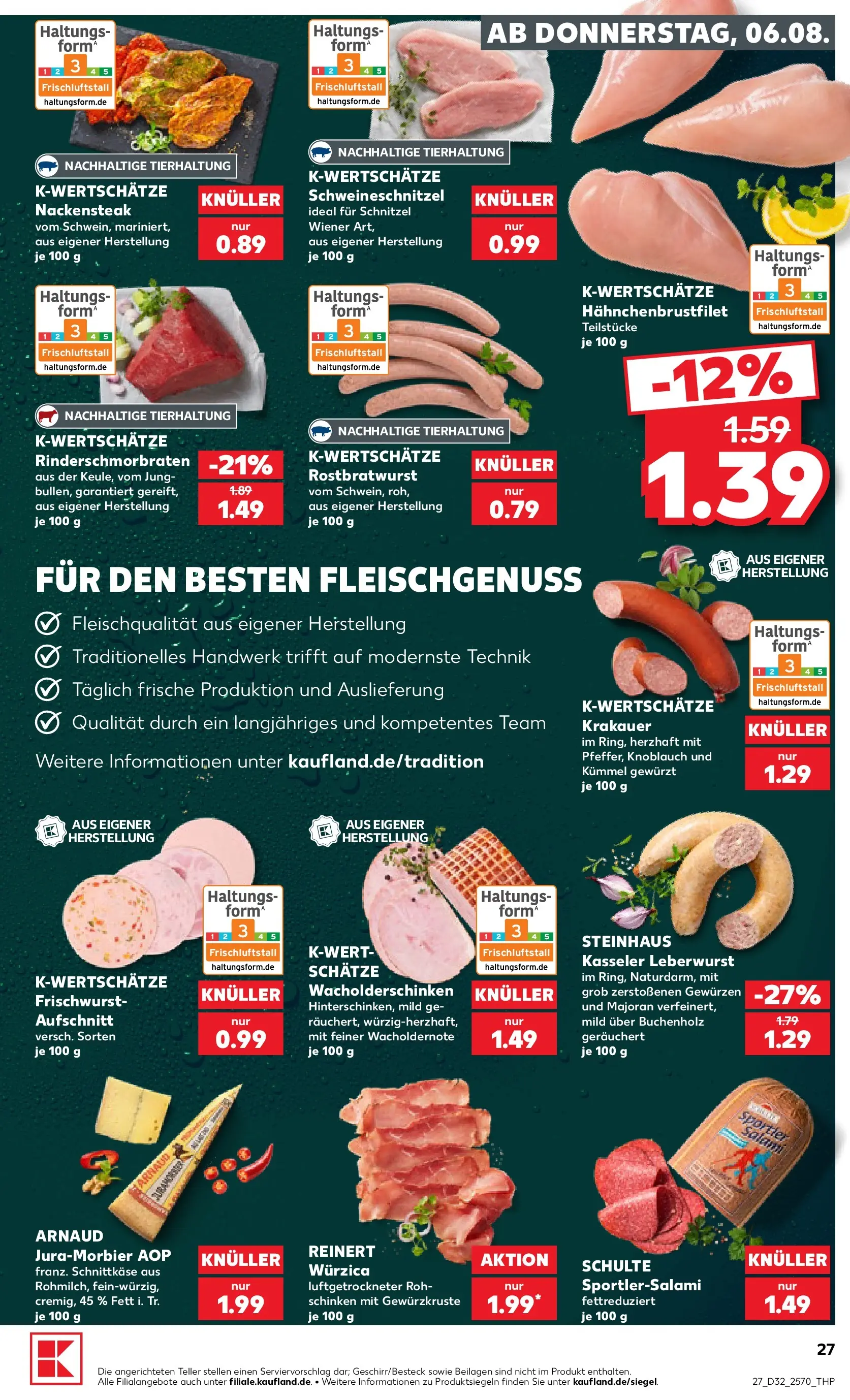 Prospekt Kaufland ab 03.08.2026 » Angebote Online zum Blättern | Seite: 36 | Produkte: Schnitzel, Knoblauch, Salami, Schinken