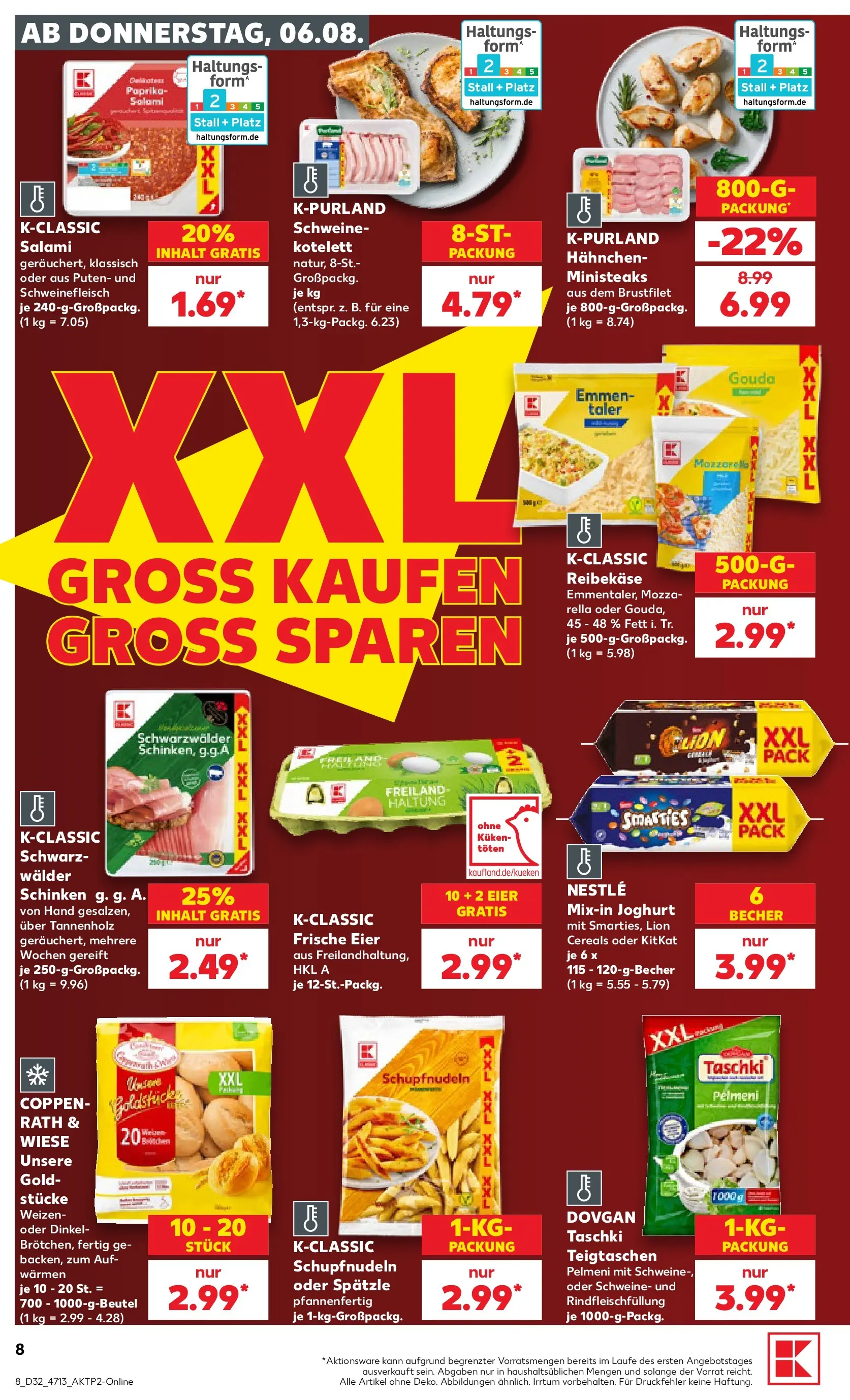 Prospekt Kaufland ab 06.08.2026 » Angebote Online zum Blättern | Seite: 8 | Produkte: Gouda, Salami, Schinken, Reibekase