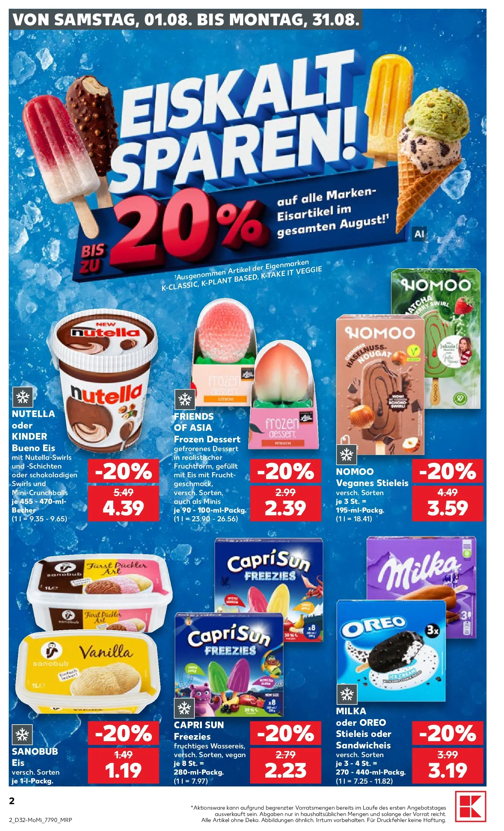 Prospekt Kaufland ab 03.08.2026 ยป Angebote und Werbung Online | Seite: 2 | Produkte: Capri sun, Milka, Nutella, Eis Prospekt Kaufland ab 03.08.2026 ยป Angebote Online zum Blรคttern | Seite: 2 | Produkte: Capri sun, Milka, Nutella, Eis