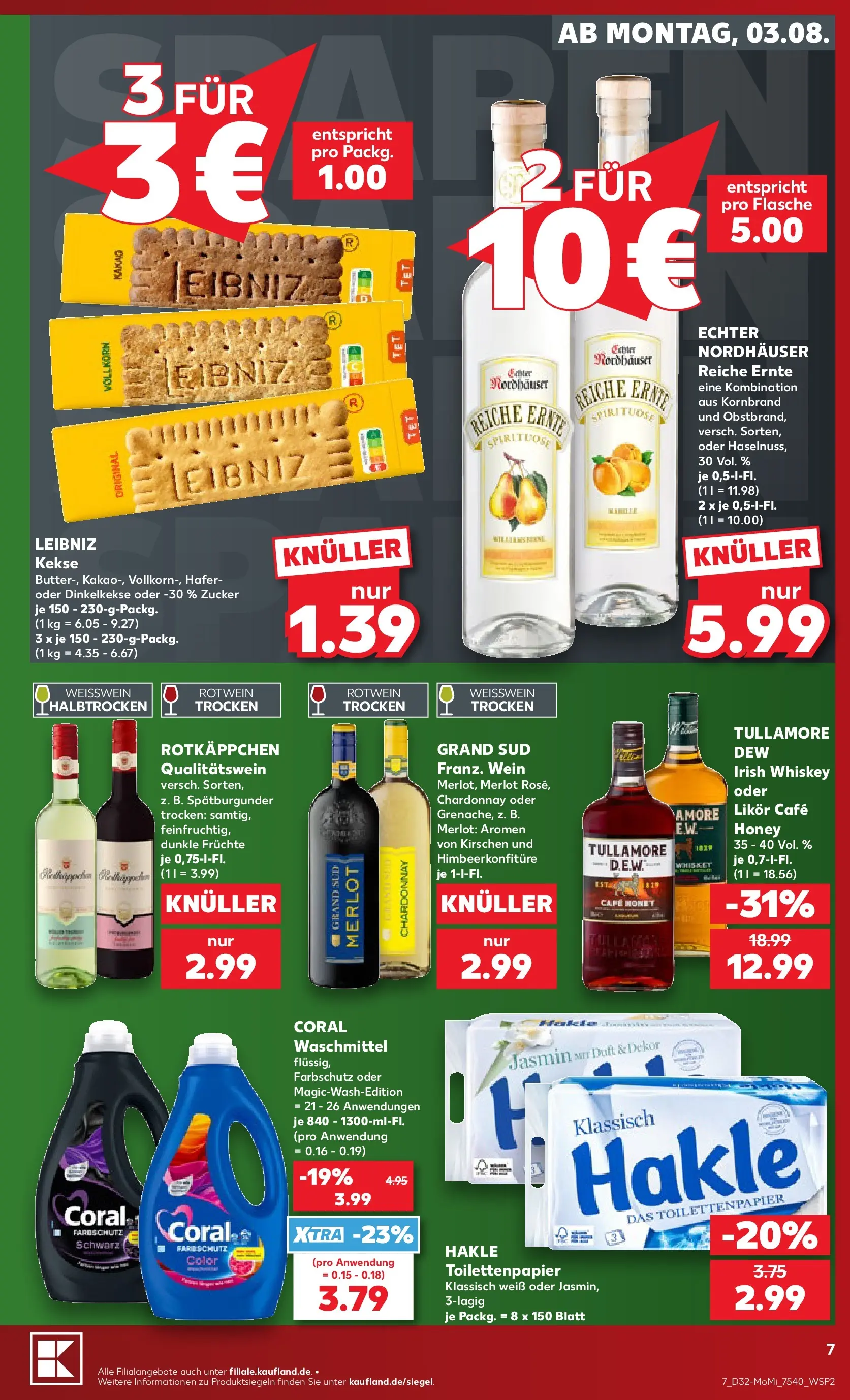 Prospekt Kaufland ab 03.08.2026 ยป Angebote und Werbung Online | Seite: 7 | Produkte: Weiรwein halbtrocken, Grand sud, Rotkรคppchen, Toilettenpapier Prospekt Kaufland ab 03.08.2026 ยป Angebote Online zum Blรคttern | Seite: 7 | Produkte: Weiรwein halbtrocken, Grand sud, Rotkรคppchen, Toilettenpapier