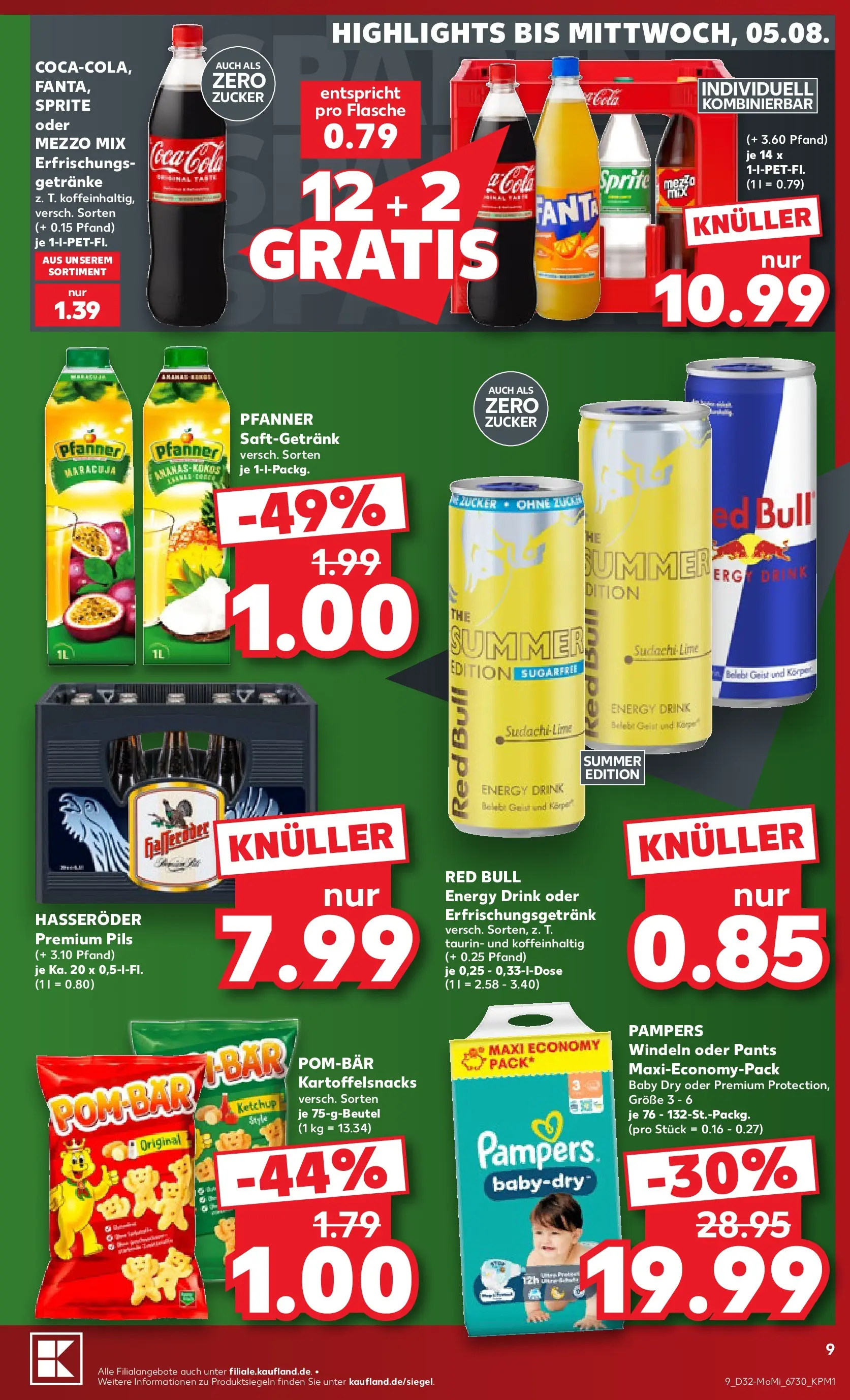 Prospekt Kaufland ab 03.08.2026 » Angebote Online zum Blättern | Seite: 9 | Produkte: Fanta, Cola, Pils, Pampers