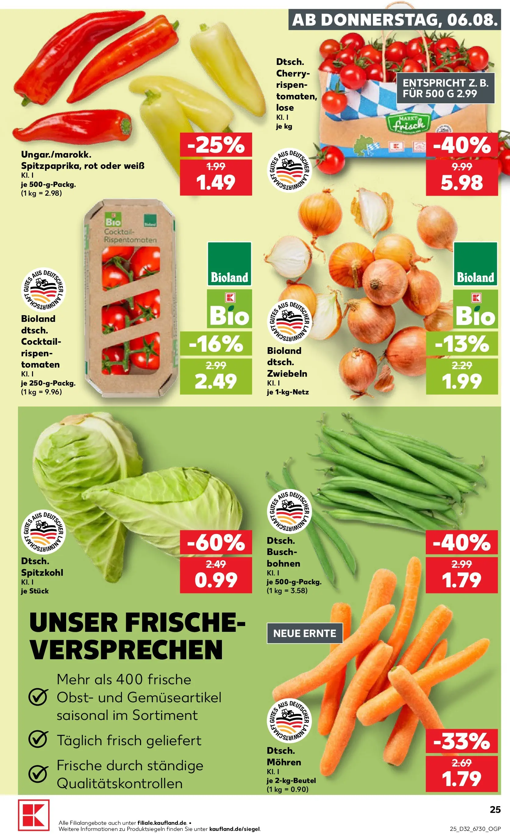 Prospekt Kaufland ab 03.08.2026 » Angebote Online zum Blättern | Seite: 34 | Produkte: Tomaten, Mohren, Zwiebeln, Obst