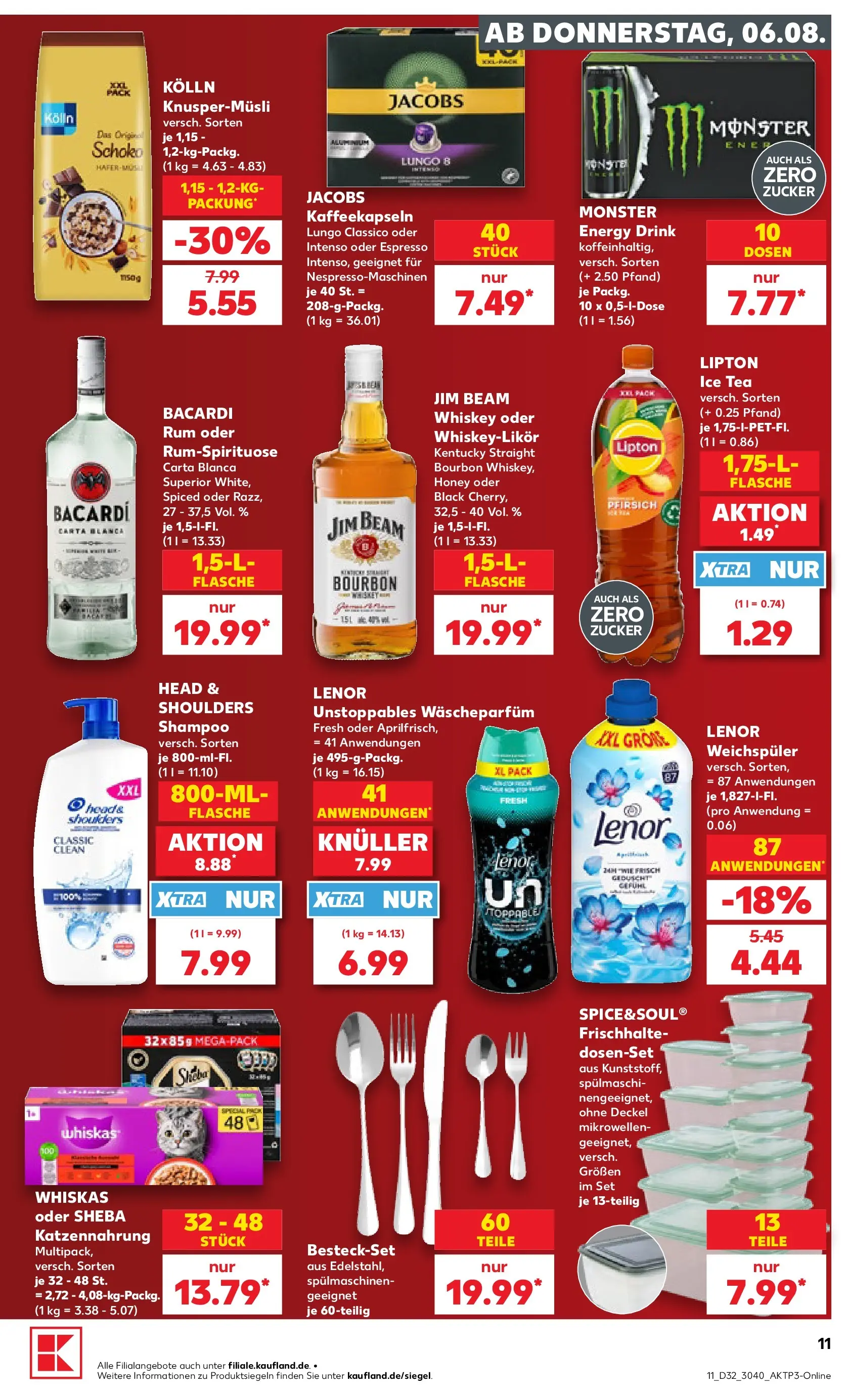 Prospekt Kaufland ab 03.08.2026 » Angebote Online zum Blättern | Seite: 20 | Produkte: Rum, Monster, Bourbon, Whiskas