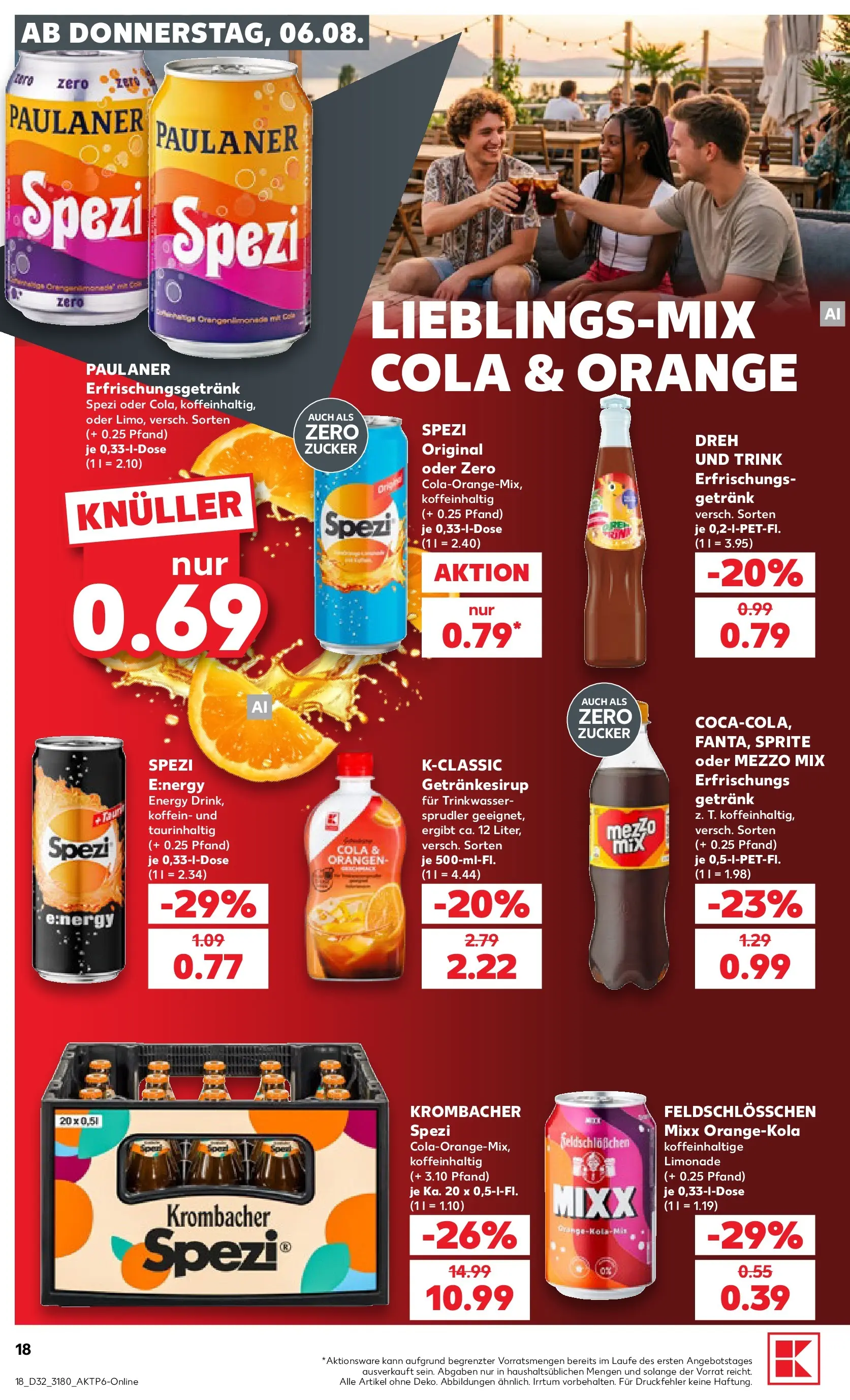 Prospekt Kaufland ab 03.08.2026 » Angebote Online zum Blättern | Seite: 27 | Produkte: Mezzo mix, Sprite, Krombacher, Paulaner