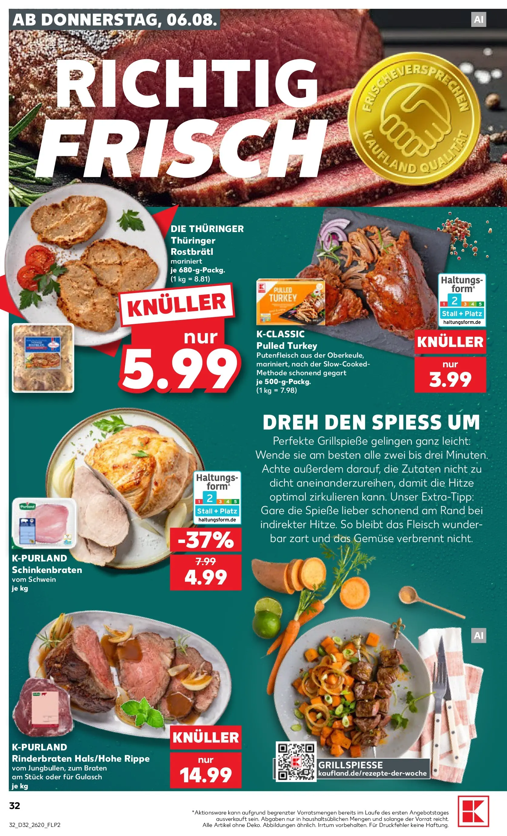 Prospekt Kaufland ab 03.08.2026 » Angebote Online zum Blättern | Seite: 41 | Produkte: Rinderbraten, Spieße, Gemüse, Gulasch