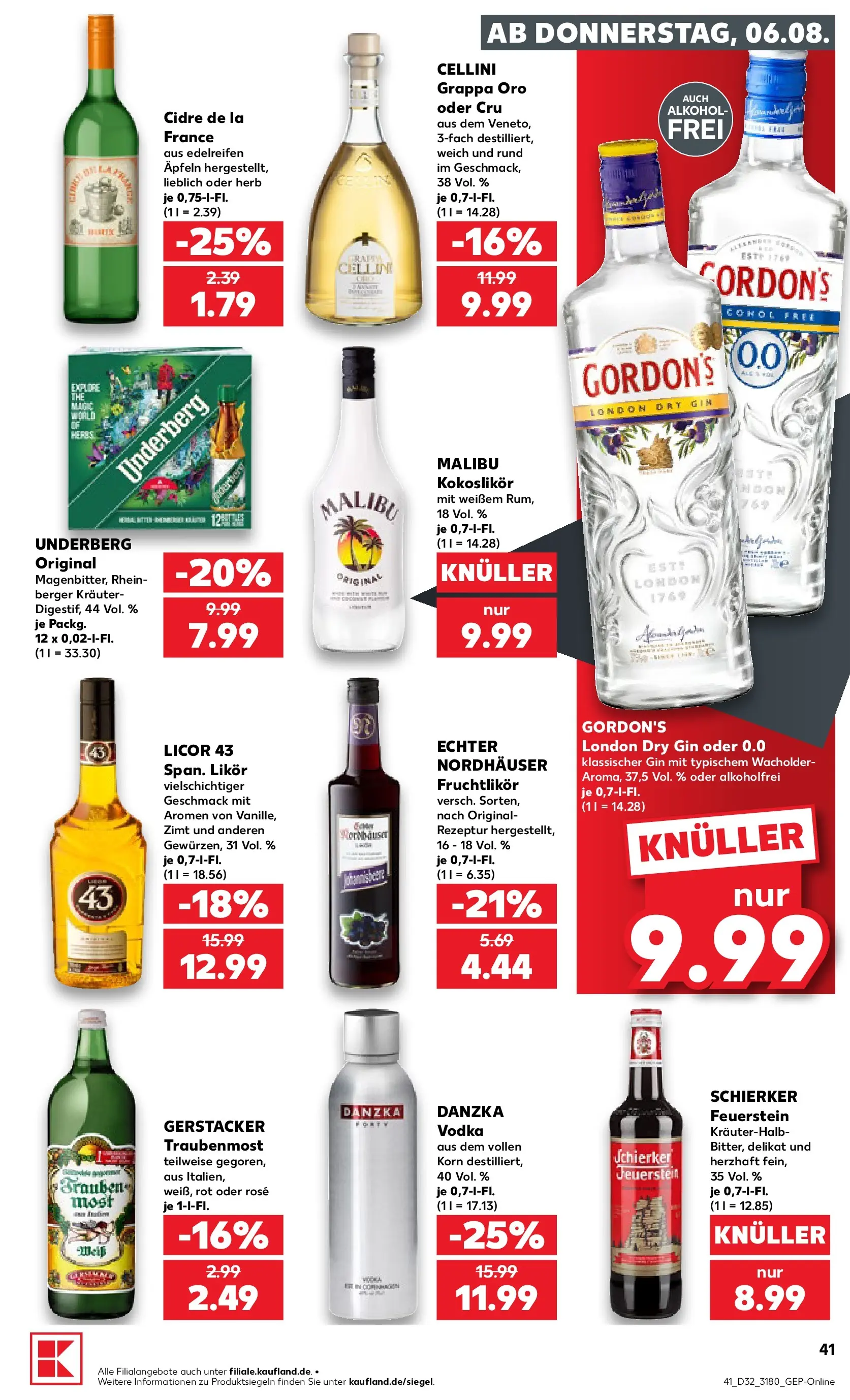 Prospekt Kaufland ab 03.08.2026 » Angebote Online zum Blättern | Seite: 50 | Produkte: Likör, Vodka, Gin, Underberg