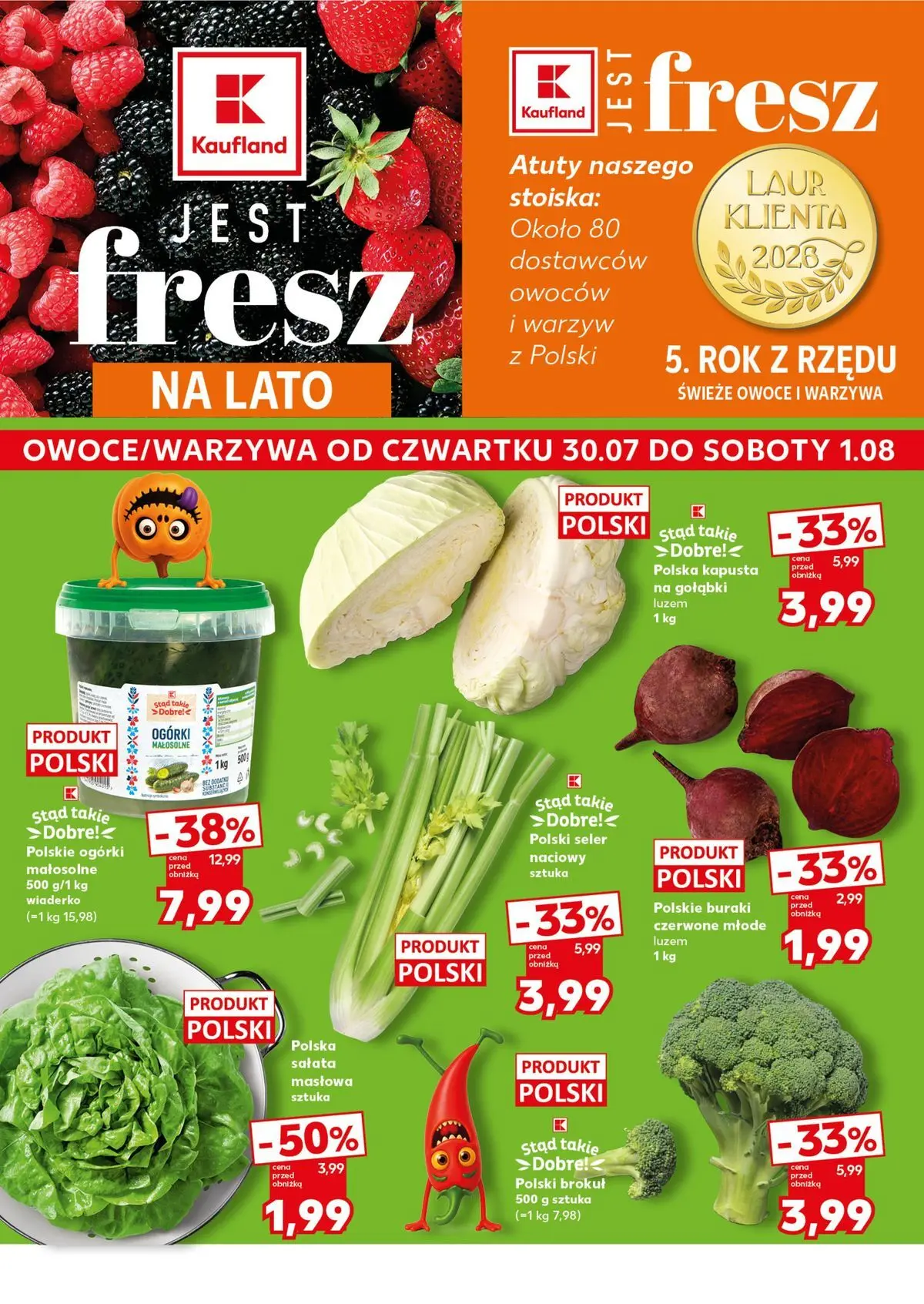 Kaufland gazetka - Super Sobota od 01.08.2026 - od jutra PDF | Strona: 6 | Produkty: Kapusta, Seler naciowy, Ogórki, Owoce