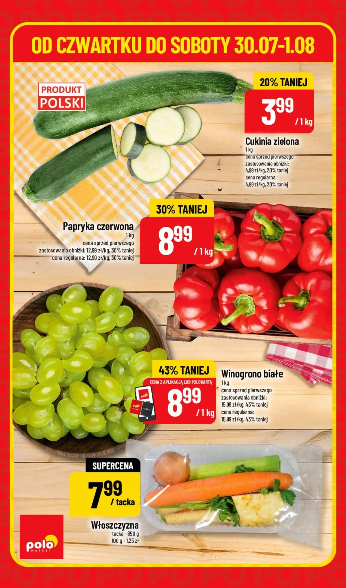 Nowa POLOmarket gazetka od jutra 30.07.2026 | Strona: 2 | Produkty: Winogrono, Papryka, Cukinia, Papryka czerwona