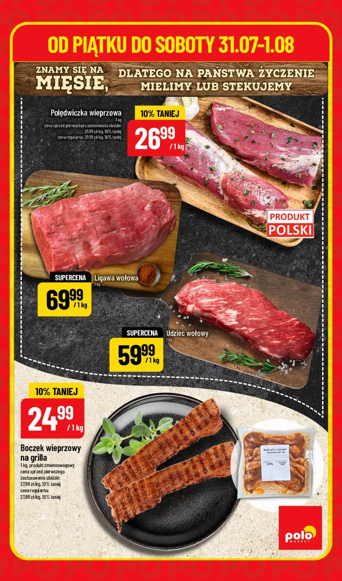 Nowa POLOmarket gazetka od jutra 30.07.2026 | Strona: 3 | Produkty: Boczek wieprzowy, Polędwiczka wieprzowa, Boczek