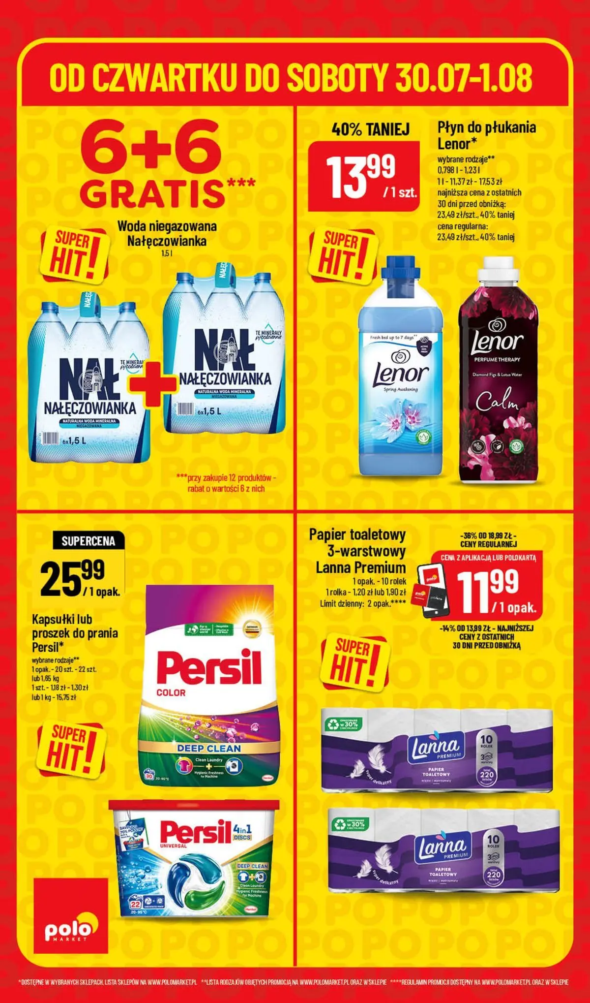 Nowa POLOmarket gazetka od jutra 30.07.2026 | Strona: 6 | Produkty: Persil, Woda niegazowana, Proszek do prania, Woda