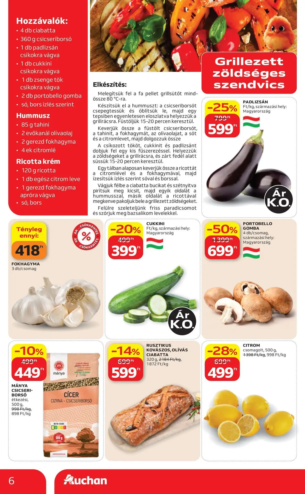 Auchan akciós újság Szolnok - 2026.07.30. -tól/töl > akció, lapozható szórólap 🛍️ | Oldal: 6 | Termékek: Cukkini, Bazsalikom, Tahini, Bors