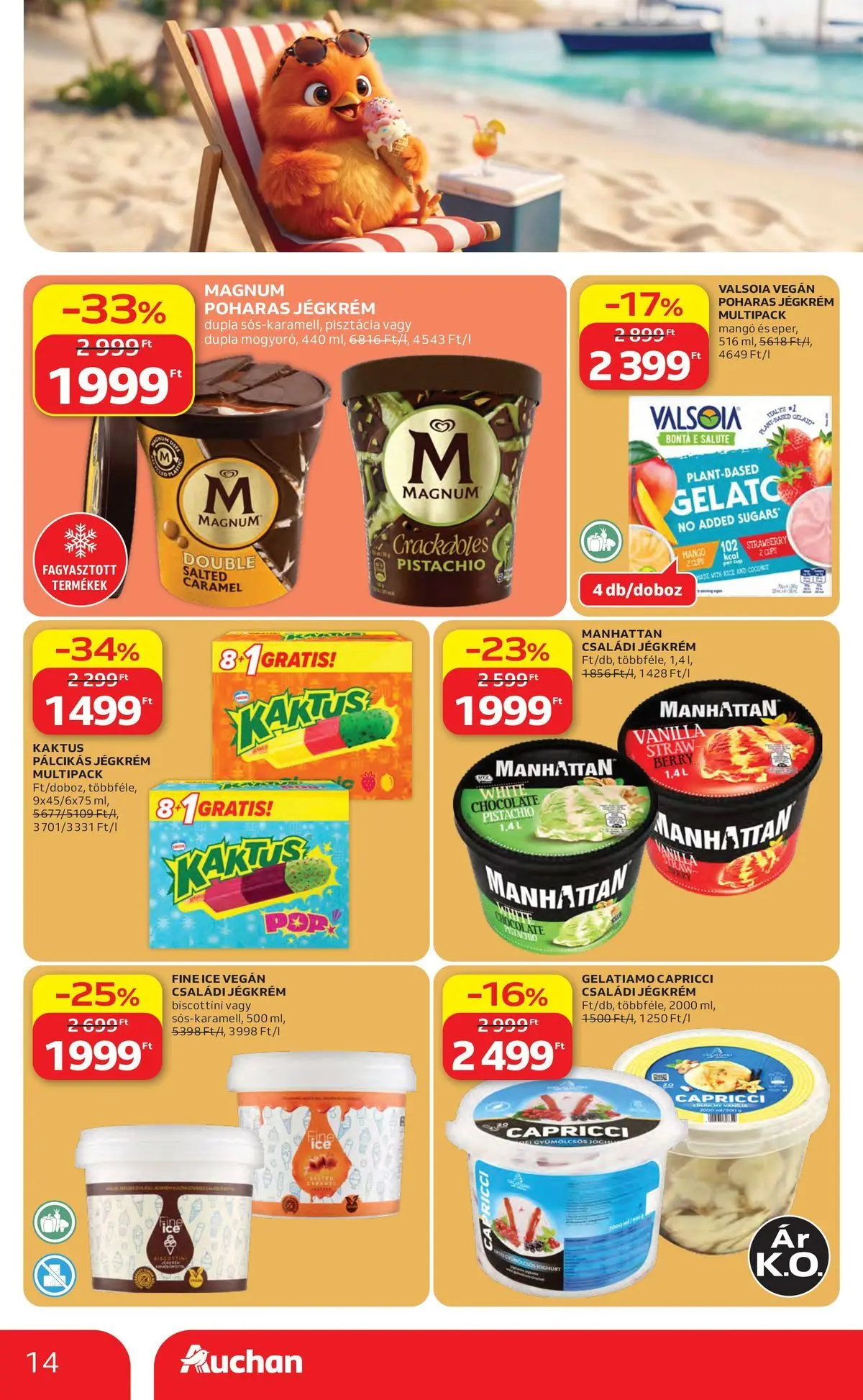 Auchan akciós újság Szolnok - 2026.07.30. -tól/töl > akció, lapozható szórólap 🛍️ | Oldal: 14 | Termékek: Magnum, Vegán, Jégkrém, Pálcikás jégkrém