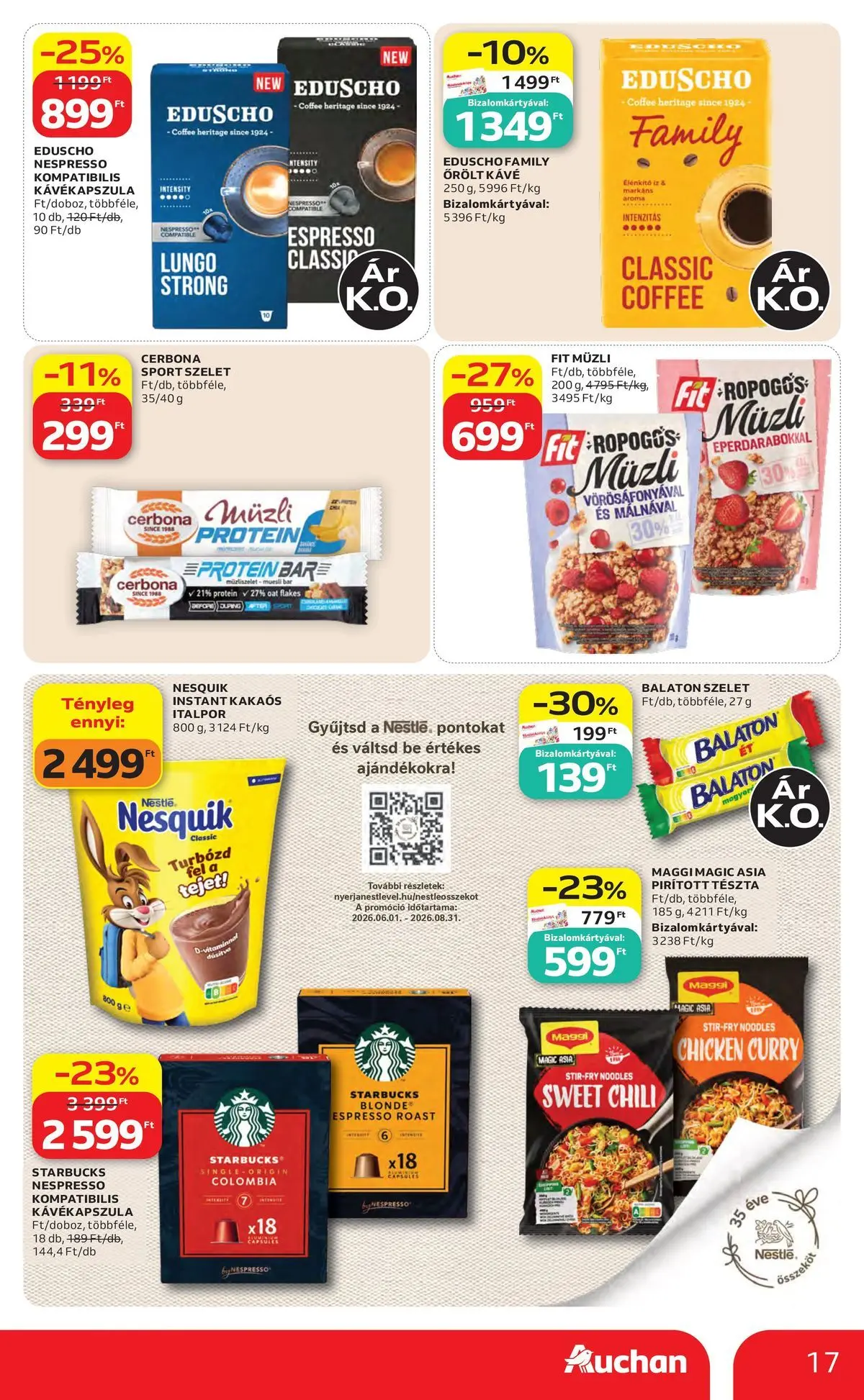 Auchan akciós újság Szolnok - 2026.07.30. -tól/töl > akció, lapozható szórólap 🛍️ | Oldal: 17 | Termékek: Chili, Müzli, Protein, Italpor