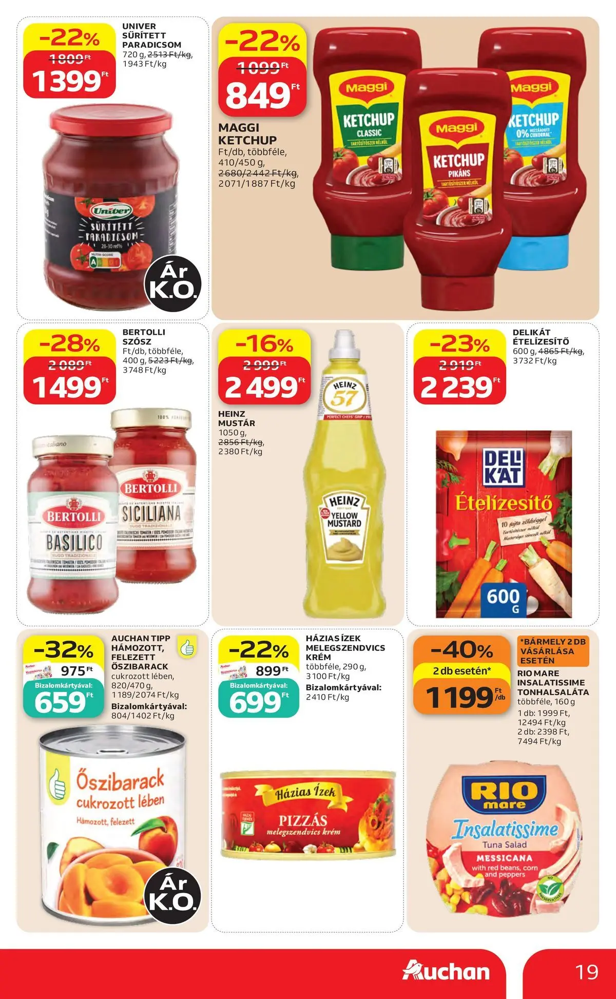 Auchan akciós újság Szolnok - 2026.07.30. -tól/töl > akció, lapozható szórólap 🛍️ | Oldal: 19 | Termékek: Őszibarack, Paradicsom, Ételízesítő, Szósz