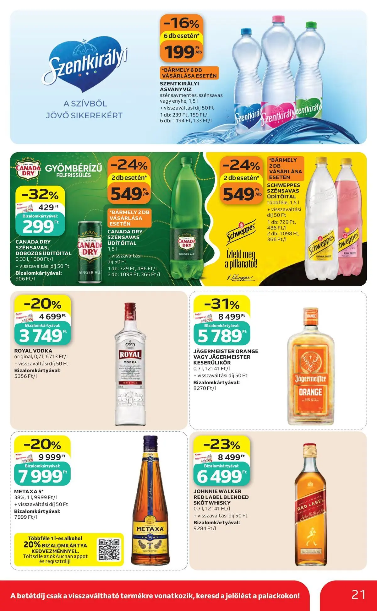 Auchan akciós újság Szolnok - 2026.07.30. -tól/töl > akció, lapozható szórólap 🛍️ | Oldal: 21 | Termékek: Jägermeister, Szentkirályi ásványvíz, Ásványvíz, Whisky