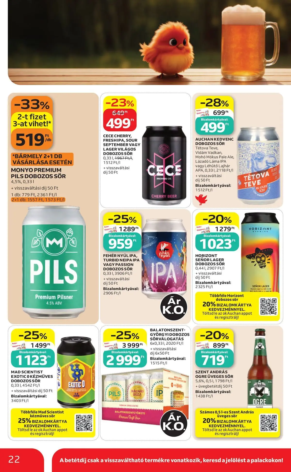 Auchan akciós újság Szolnok - 2026.07.30. -tól/töl > akció, lapozható szórólap 🛍️ | Oldal: 22 | Termékek: Tévé, Dobozos sör, Sör, Mangó
