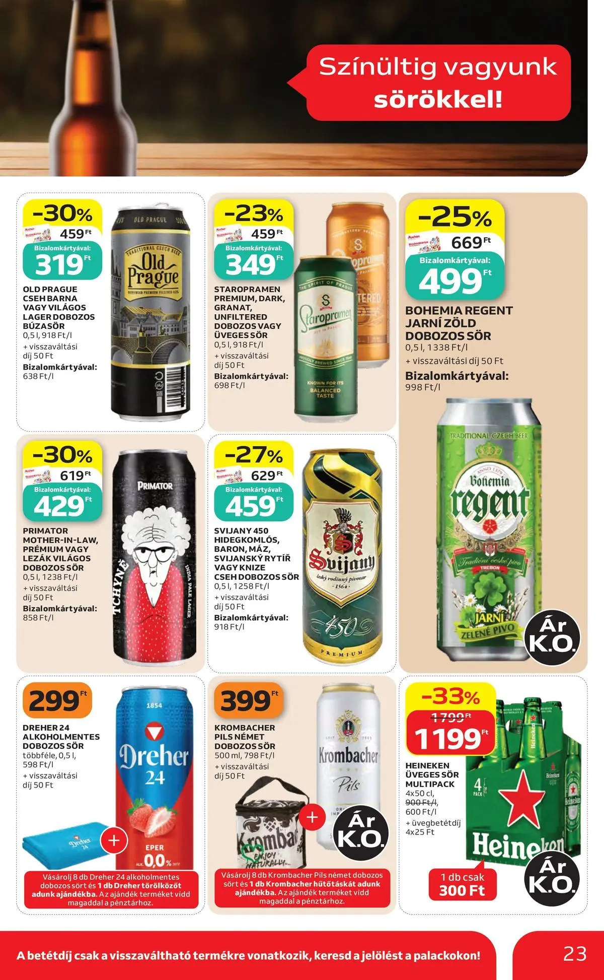Auchan akciós újság Szolnok - 2026.07.30. -tól/töl > akció, lapozható szórólap 🛍️ | Oldal: 23 | Termékek: Búzasör, Heineken, Sör, Eper
