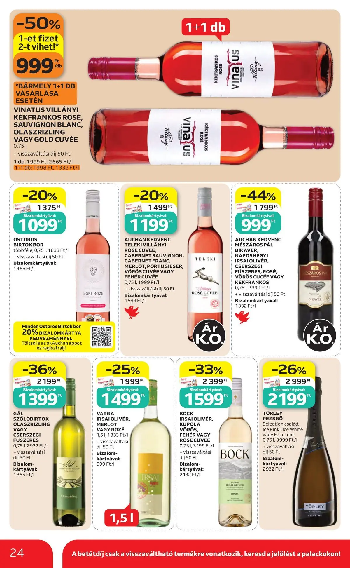 Auchan akciós újság Szolnok - 2026.07.30. -tól/töl > akció, lapozható szórólap 🛍️ | Oldal: 24 | Termékek: Pezsgő, Bor