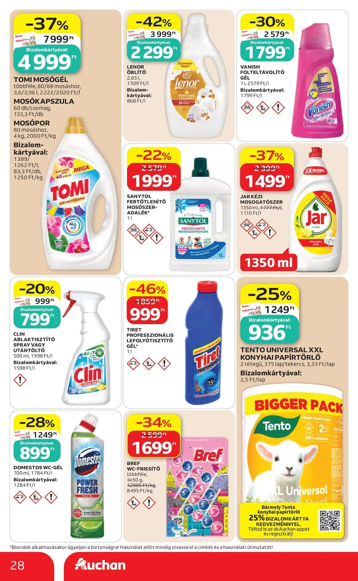 Auchan akciós újság Szolnok - 2026.07.30. -tól/töl > akció, lapozható szórólap 🛍️ | Oldal: 28 | Termékek: Papírtörlő, Mosókapszula, Folteltávolító, Mosópor