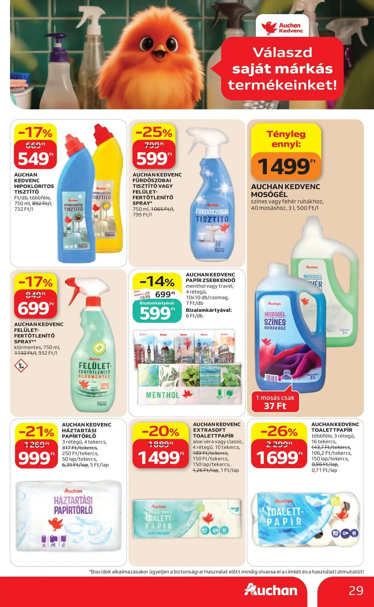 Auchan akciós újság Szolnok - 2026.07.30. -tól/töl > akció, lapozható szórólap 🛍️ | Oldal: 29 | Termékek: Papírtörlő, Mosógél, Aloe vera