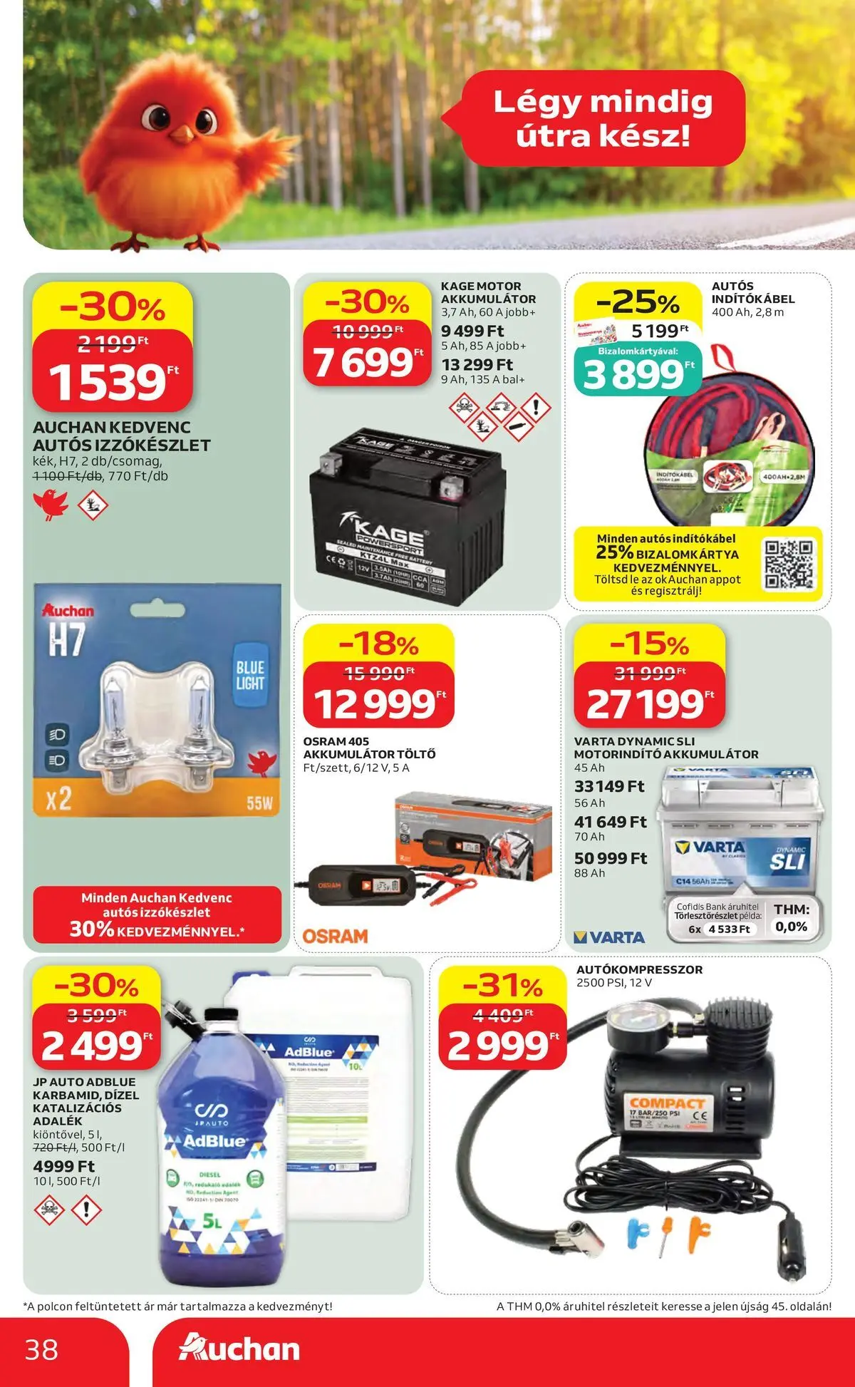 Auchan akciós újság Szolnok - 2026.07.30. -tól/töl > akció, lapozható szórólap 🛍️ | Oldal: 38 | Termékek: Akkumulátor, Töltő, Akkumulátor töltő
