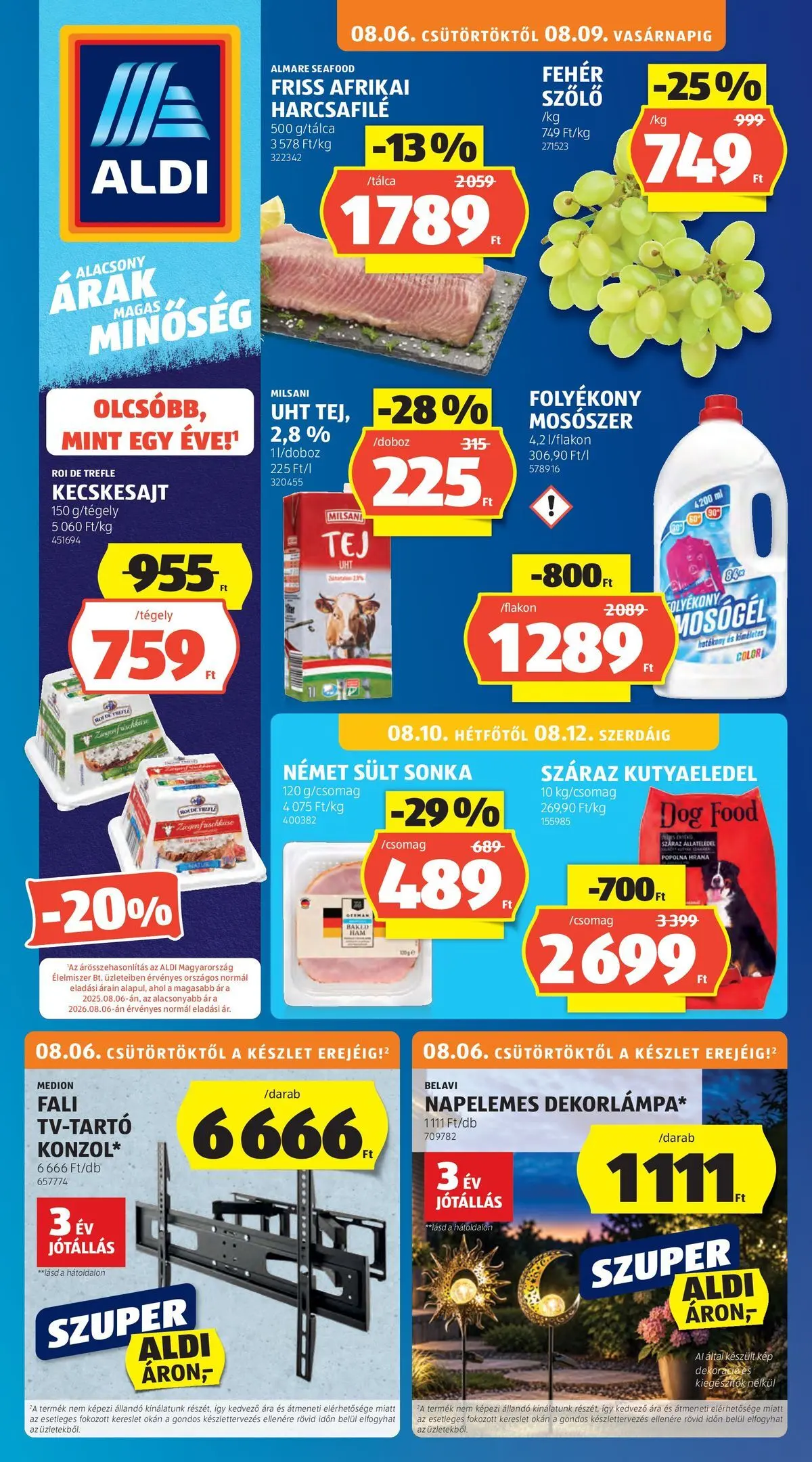 Aldi aktuális akciós újság - 2026.08.06. -tól/töl > akció, lapozható szórólap 🛍️ | Oldal: 1 | Termékek: Szőlő, Mosógél, Folyékony mosószer, Mosószer