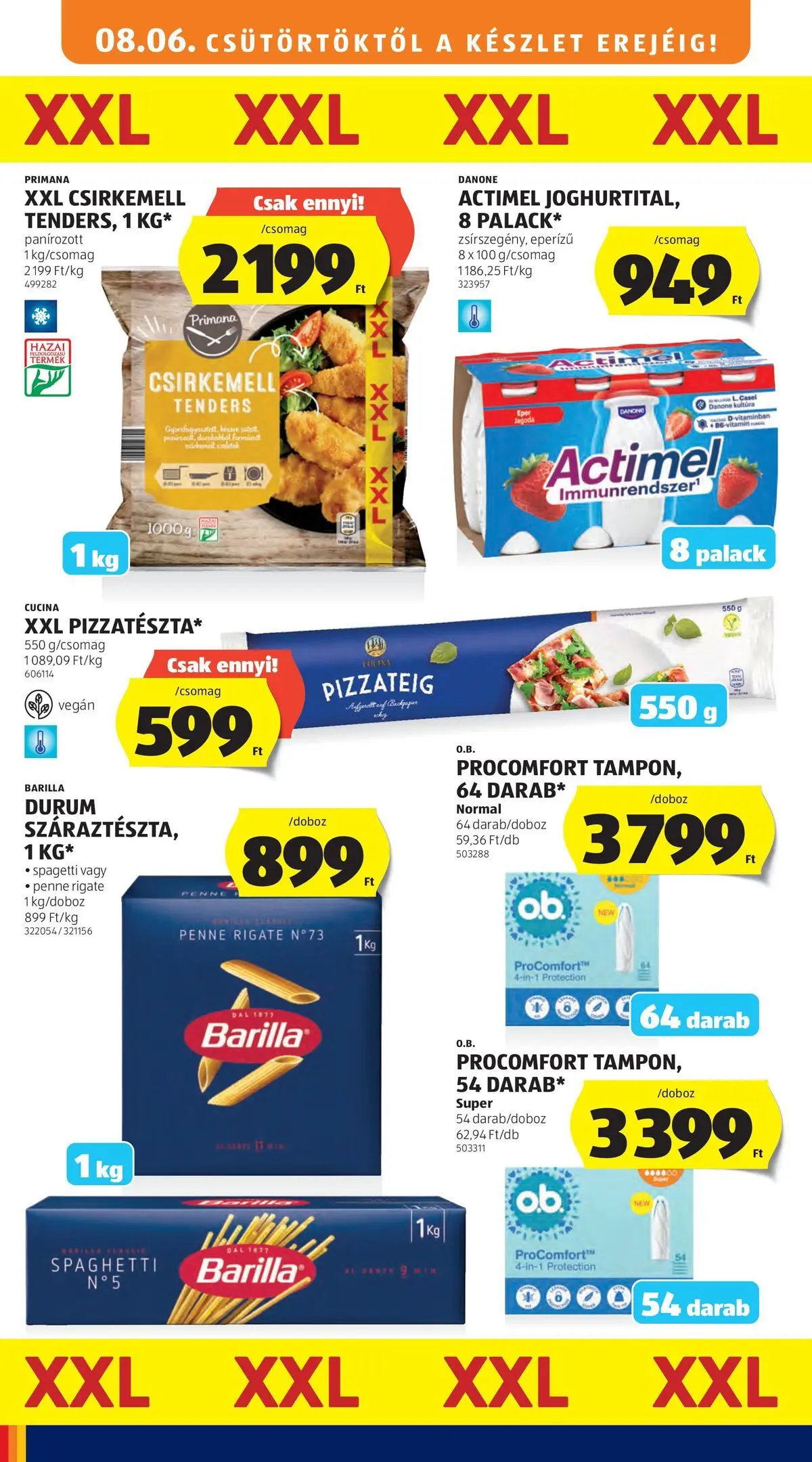 Aldi aktuális akciós újság - 2026.08.06. -tól/töl > akció, lapozható szórólap 🛍️ | Oldal: 10 | Termékek: Spagetti, Actimel, Vegán, Csirkemell