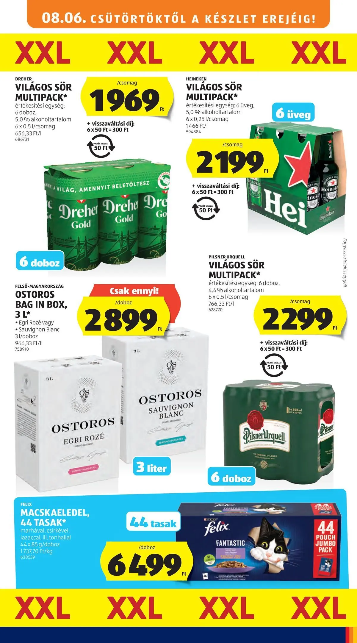 Aldi aktuális akciós újság - 2026.08.06. -tól/töl > akció, lapozható szórólap 🛍️ | Oldal: 11 | Termékek: Heineken, Pilsner urquell, Doboz, Sör